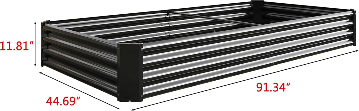 Thumbnail 6 de FOUBAM Large Raised Beds for Garden (8 x 4 x 1 FT) Galvanised Metal Planter Box Bed in Black