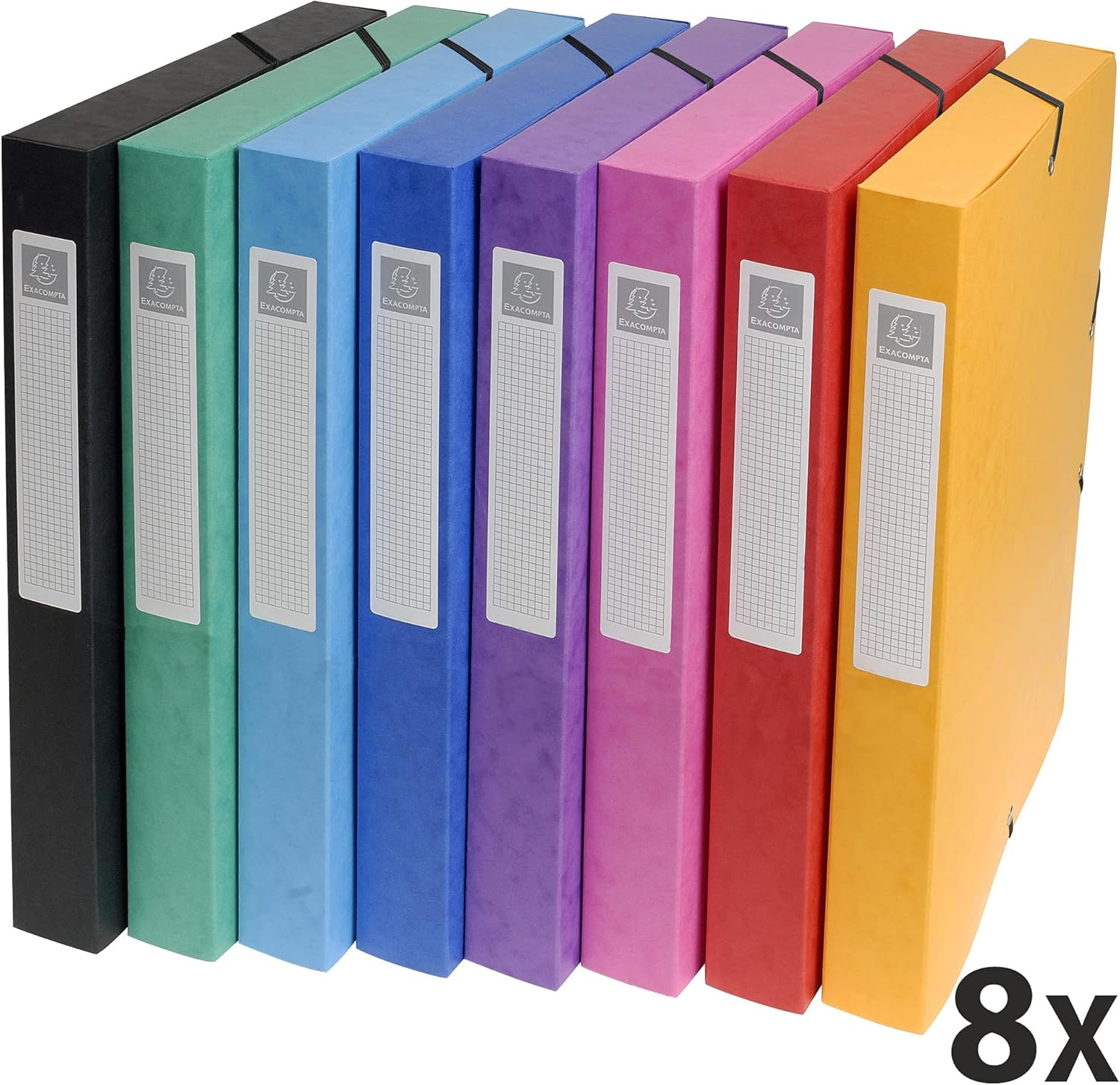 Thumbnail 3 de Exacompta 50300E — 8 boîtes de classement à élastiques Exabox, cartes lustrées 600 g/m², 25 mm, 25 x 33 cm, 8 couleurs assorties