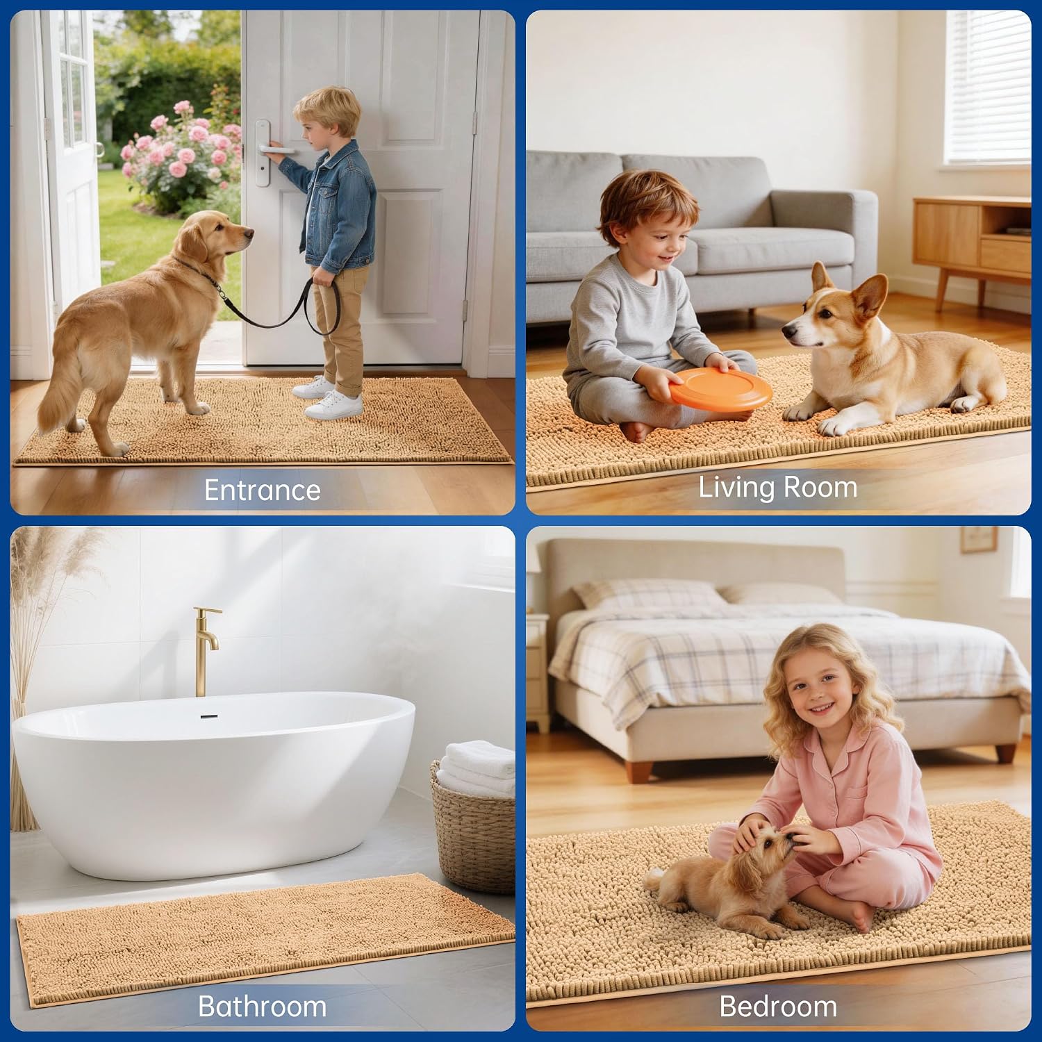 Detalle de Naturei Chenille Front Door Mat 72" x 36