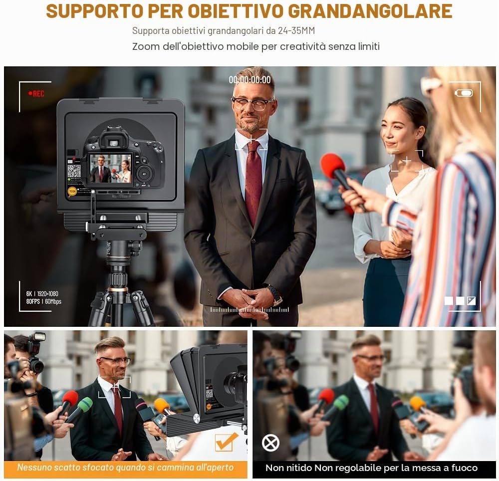 Detalle de LENSGO Teleprompter 10'' TC7II: promemoria per tablet, smartphone e DSLR/SLR