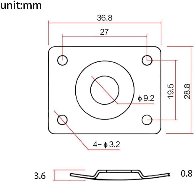 Detalle 2 de Xuxing 012 Square Guitar Jack Socket, Black Metal, 1/4-Inch Mono