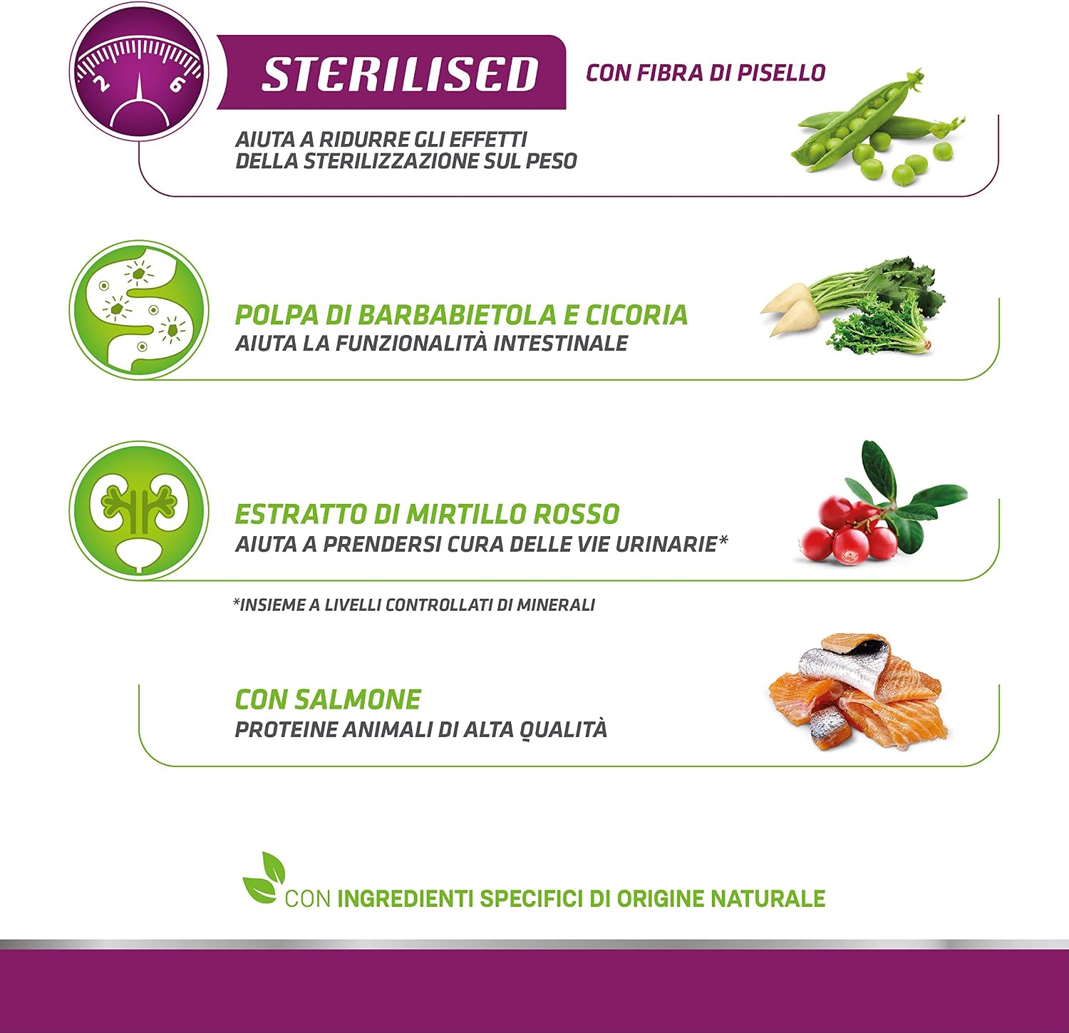 Detalle de Trainer Natural Sterilised Adult con Salmone e Fibra di Pisello 3 Kg – alimentazione equilibrata per animali sterilizzati