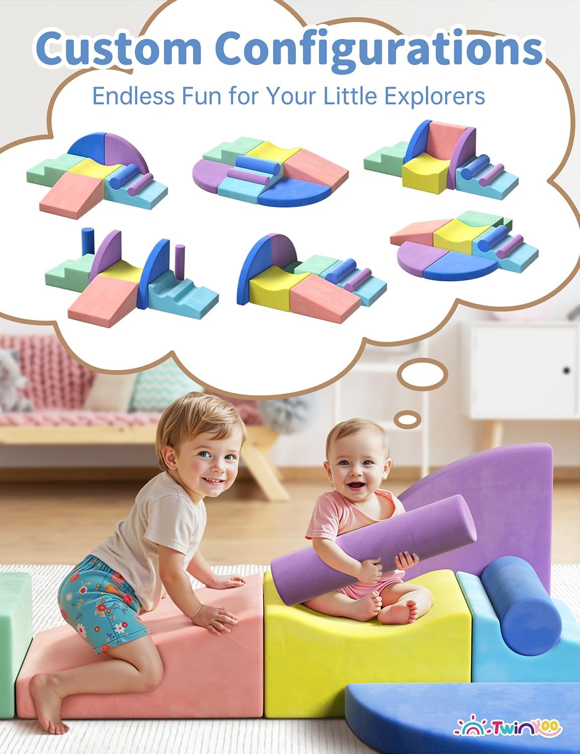 Thumbnail 6 de Twinkoo Extra Large 8-Piece Soft Foam Climbing Block Set for Toddlers