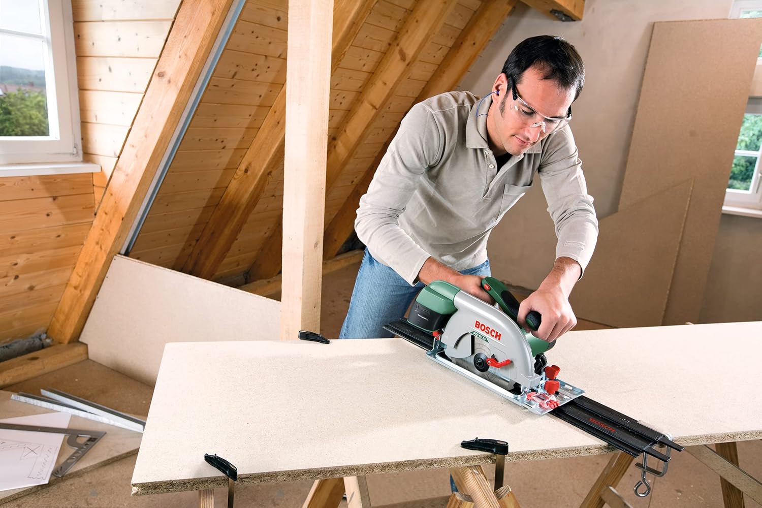 Thumbnail 5 de Bosch 2X Plastic Guide Rail with G-Clamps (2 x 350 mm) for Circular Saws