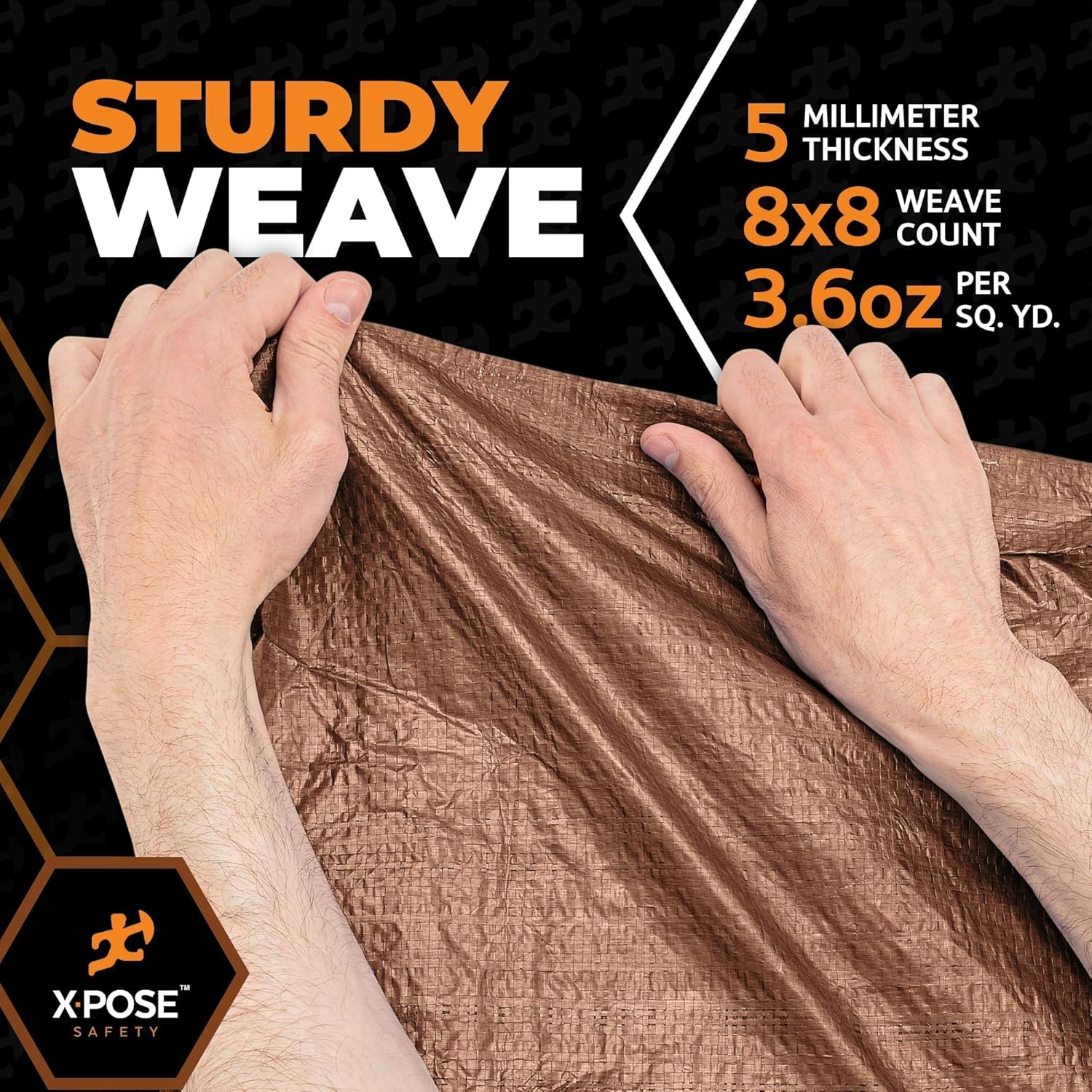 Thumbnail 5 de Multipurpose Protective Cover Brown Poly Tarp 30' x 60' by Xpose Safety