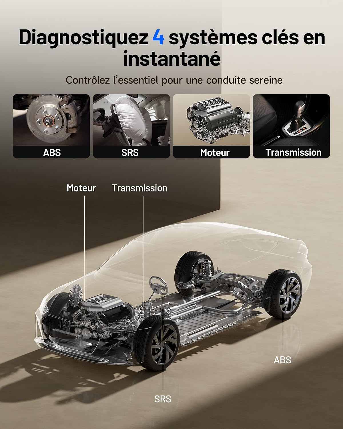 Detalle de TOPDON AD500 Valise diagnostic OBD2 4 systèmes