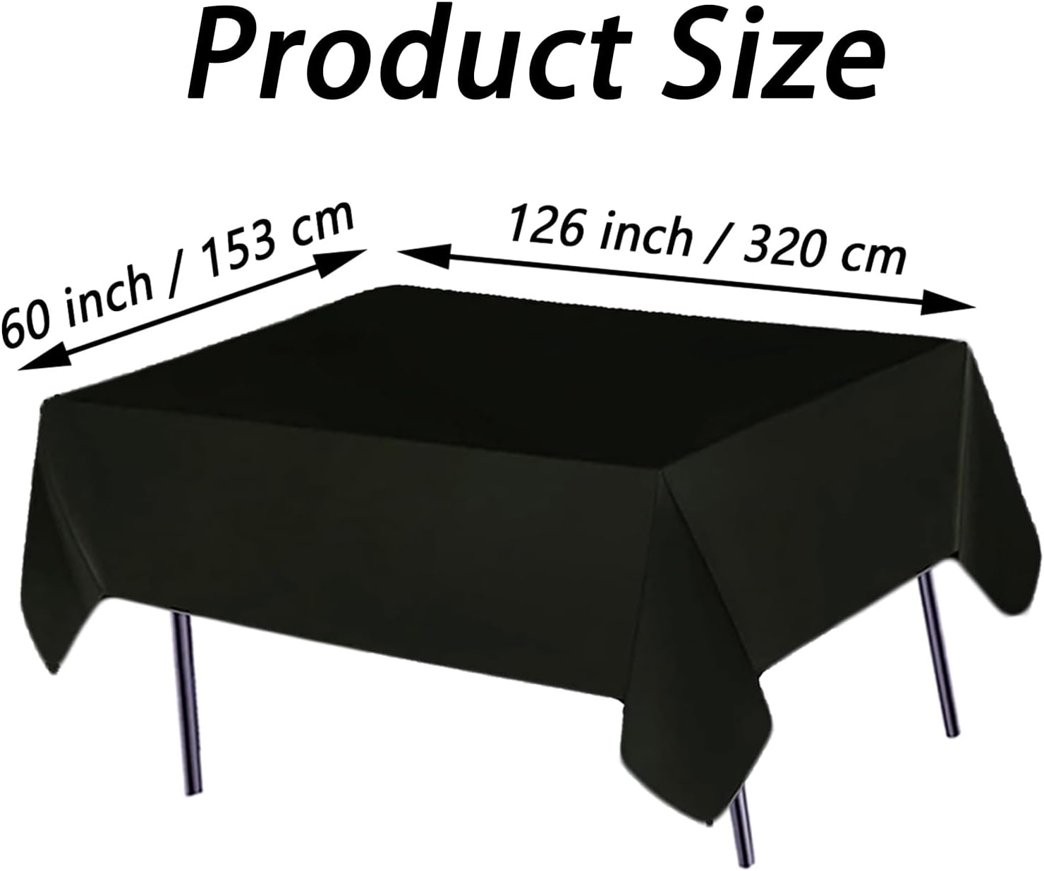 Detalle de 10-Pack Black 60x126 Inch Tablecloths for 8-Foot Rectangular Tables