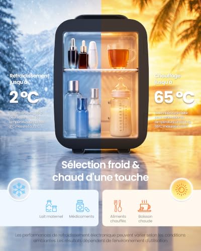 Detalle de SONGMICS ERF001B101 mini réfrigérateur portable 4 L, chaud et froid, 25 dB