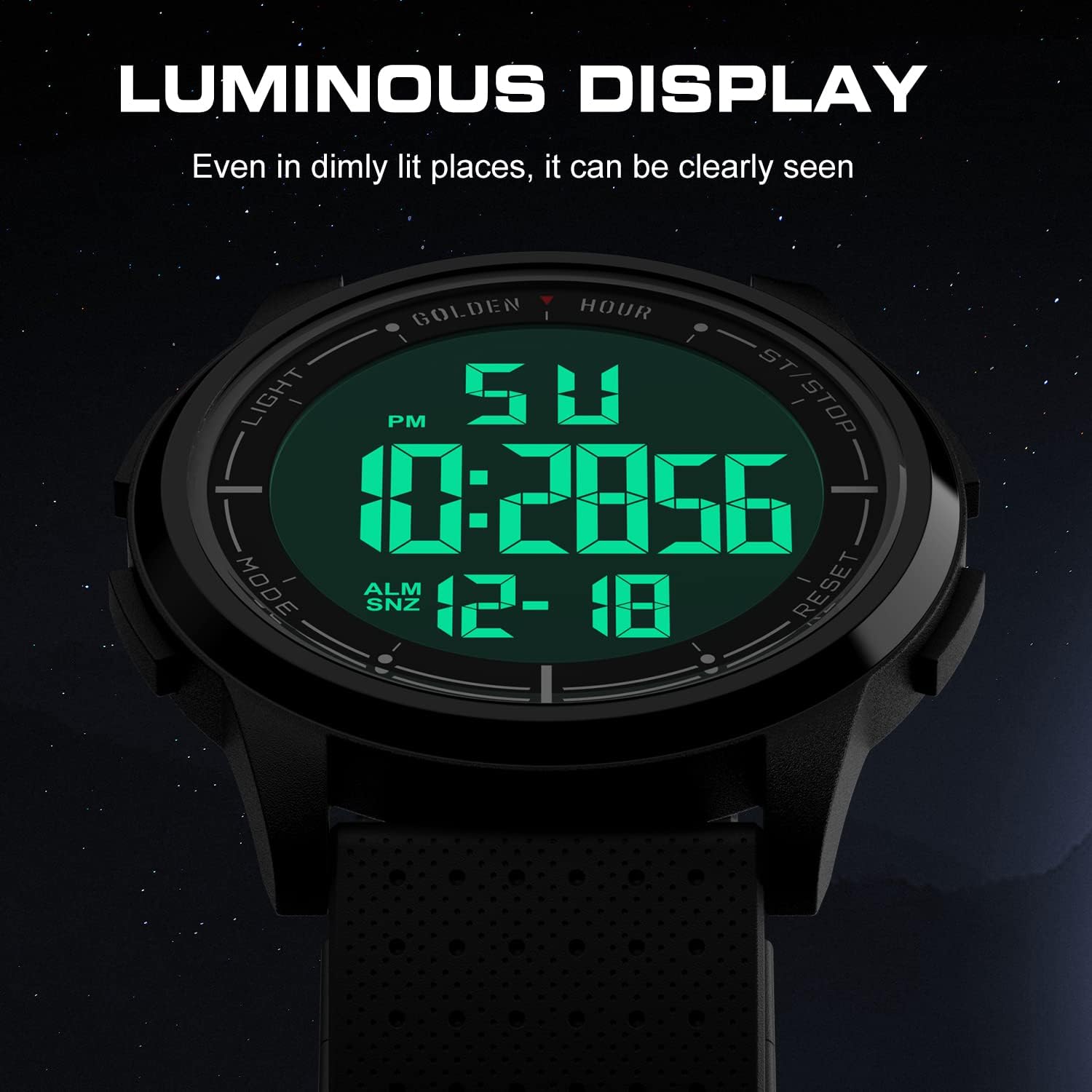 Thumbnail 3 de Golden Hour orologio digitale sportivo ultra-sottile impermeabile 50 m con display ampio e gomma regolabile