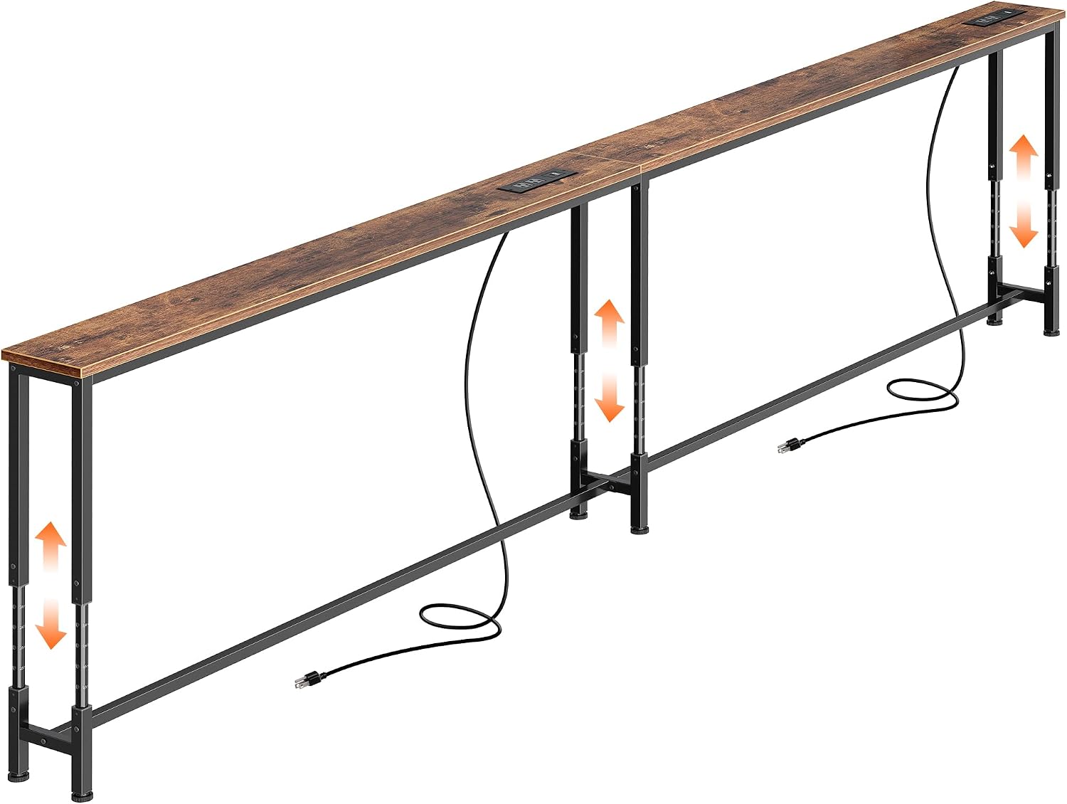 Detalle de Huuger 102.4-Inch Sofa Table with Adjustable Height and Built-In Power