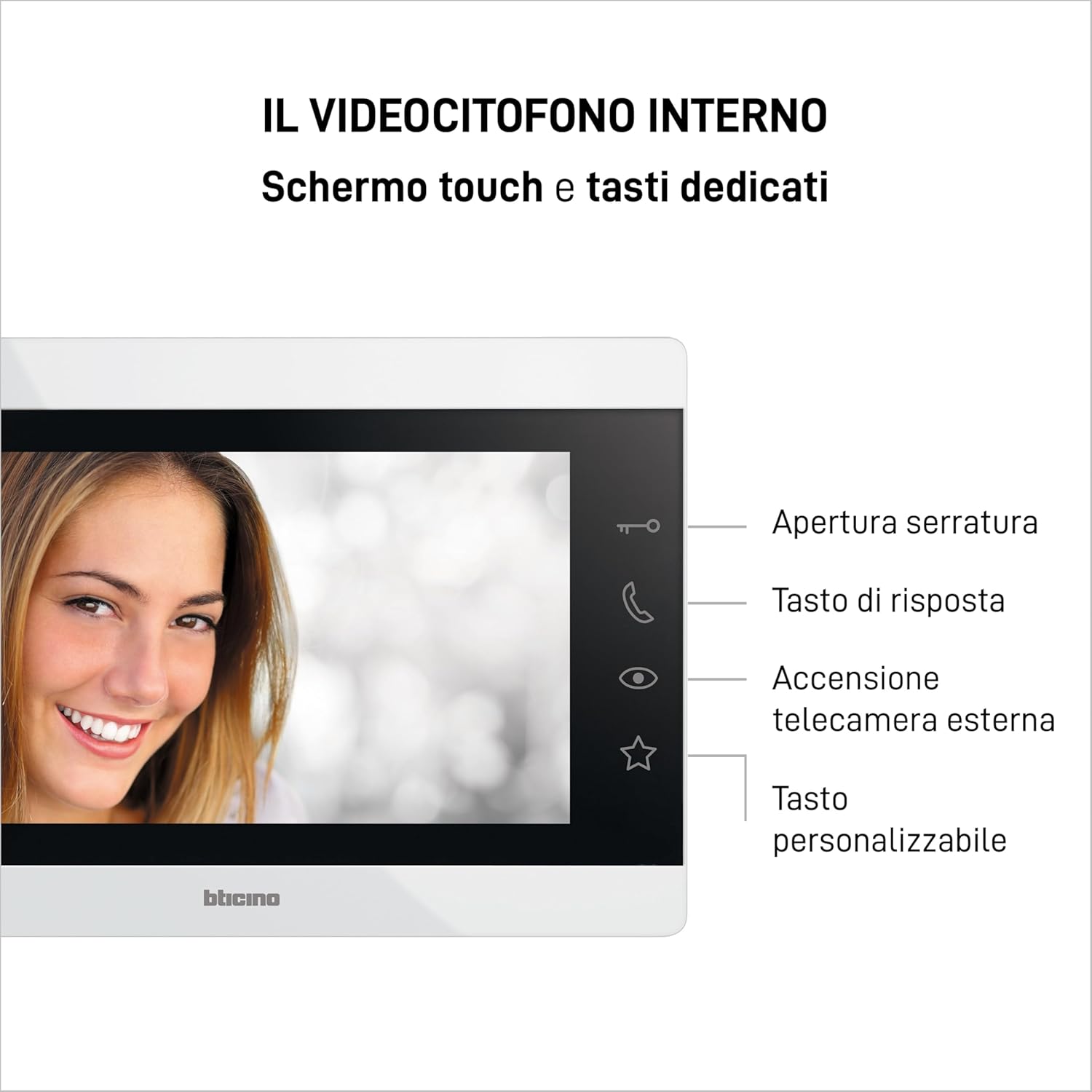 Detalle 2 de BTICINO 317913 Videocitofono Easykit Essential: kit monofamiliare espandibile, monitor 7'' e pulsantiera esterna