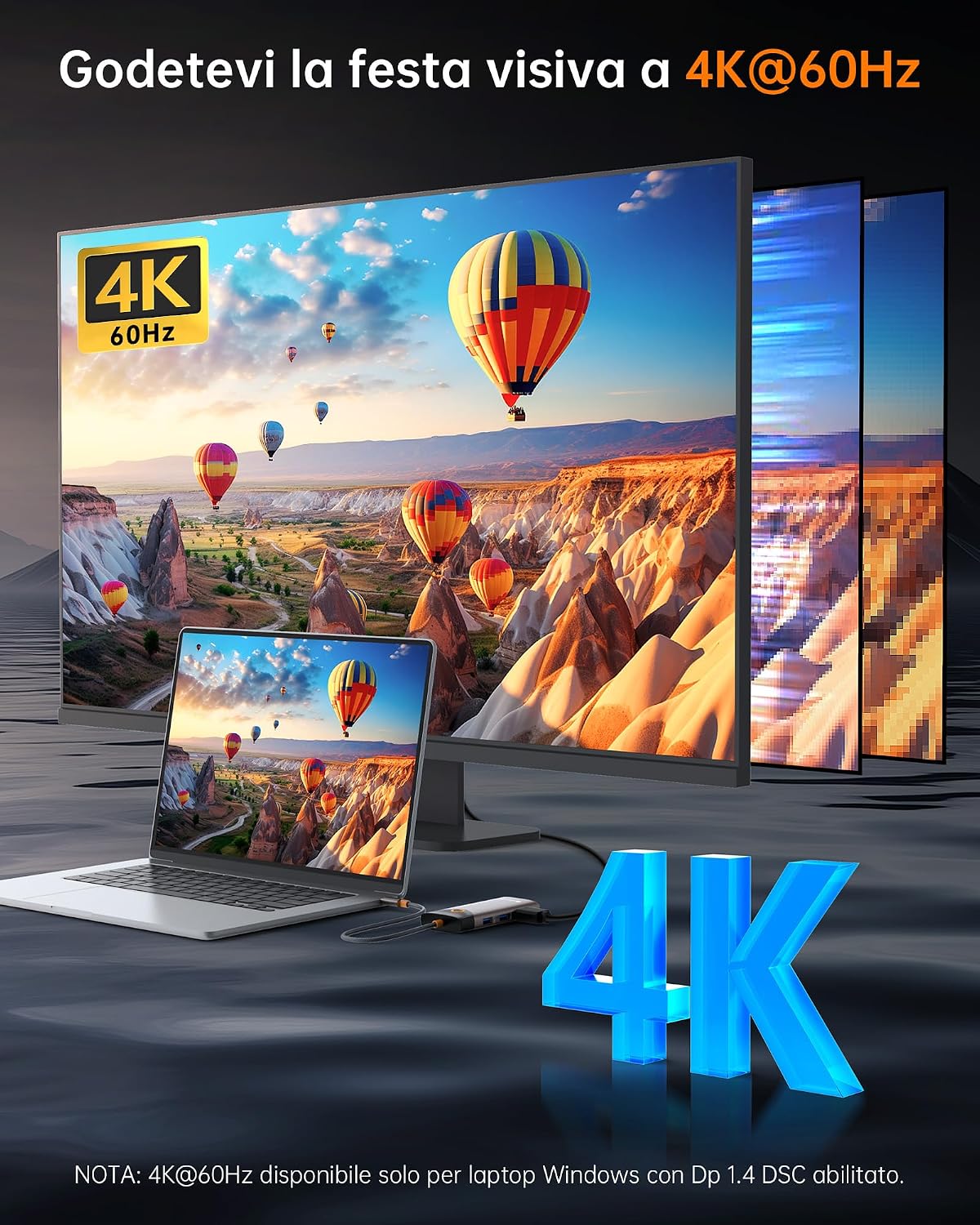Thumbnail 2 de NOVOO USB C Hub 7‑in‑1 4K HDMI 60Hz 100W