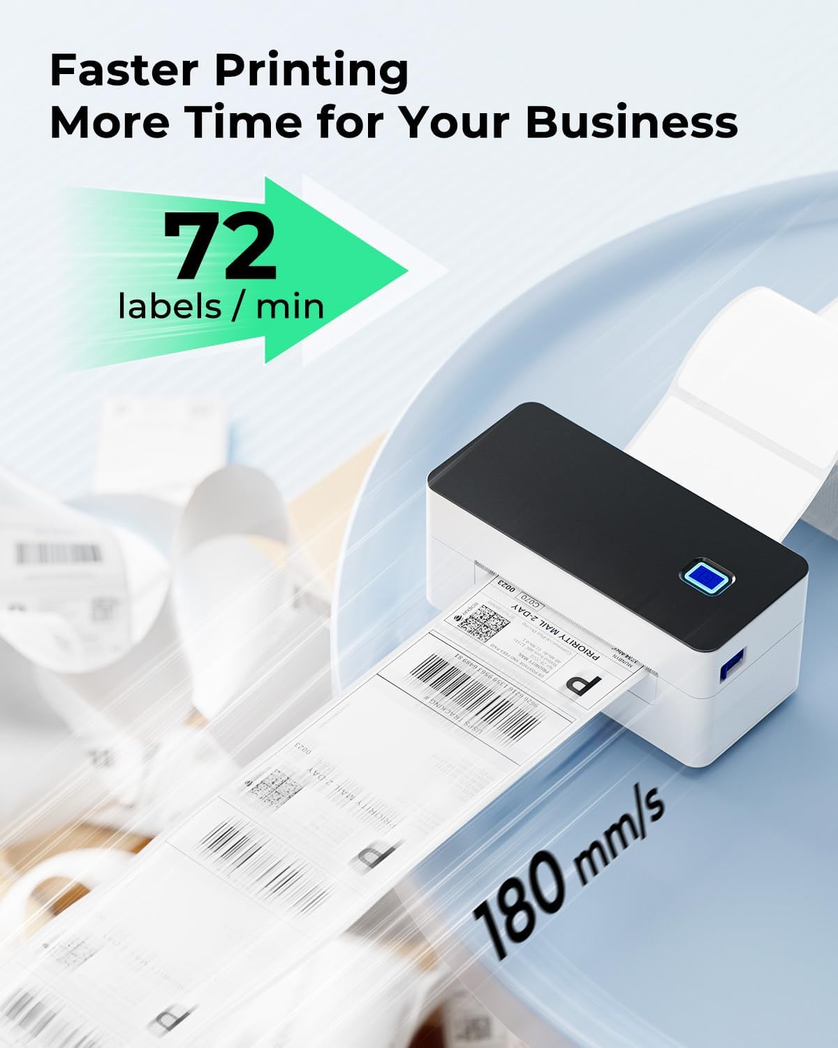 Detalle 2 de SVANTTO Bluetooth Thermal Label Printer 4x6 for Royal Mail, eBay and Etsy (no-ink)
