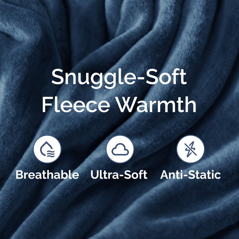 Thumbnail 2 de Ultra Soft Fleece Blanket Queen Size - Flannel Fleece Luxury, Navy