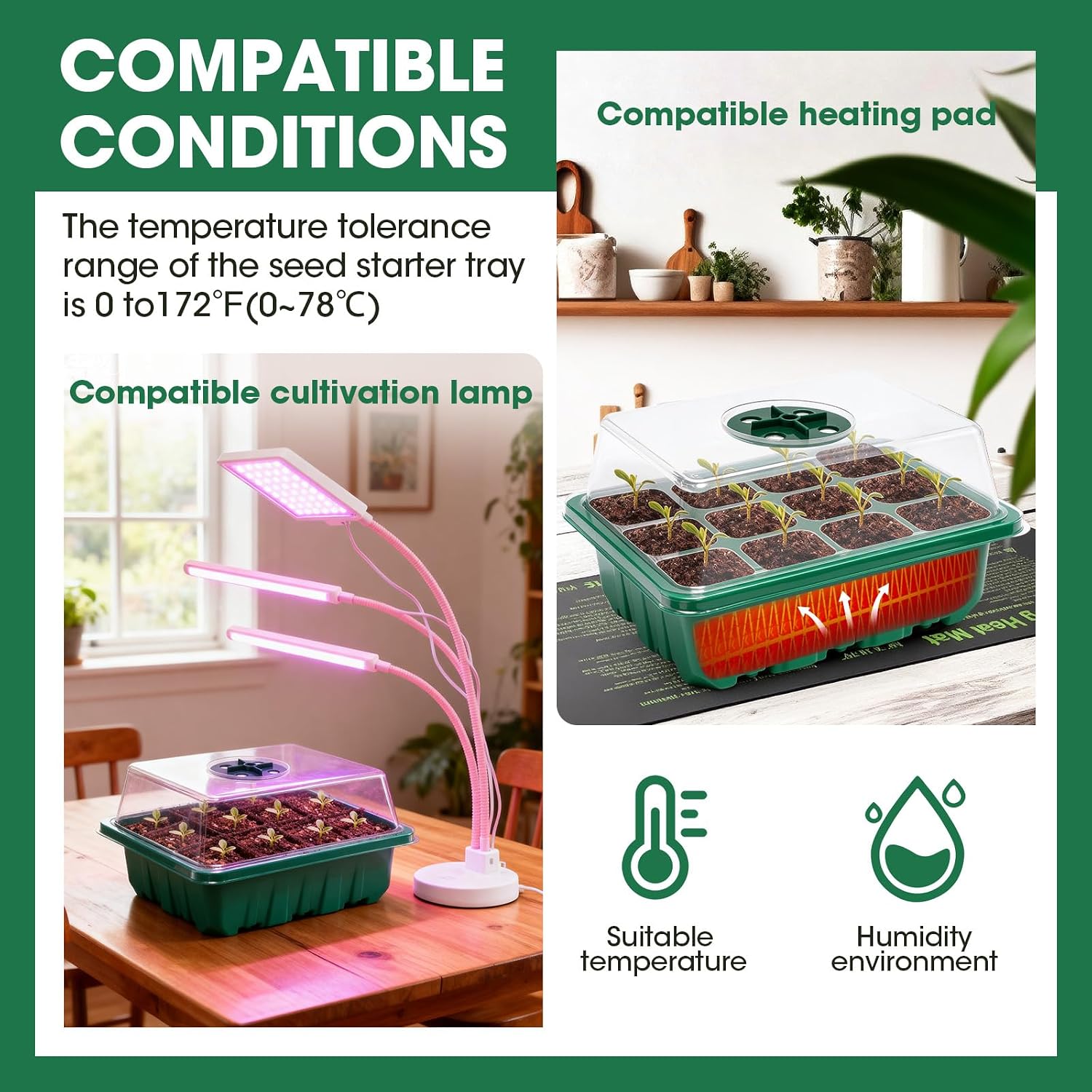 Detalle 2 de PlantaPulse PYH-01 Seed Starter Kit, 5-Pack 60-Cell Trays with Humidity Domes