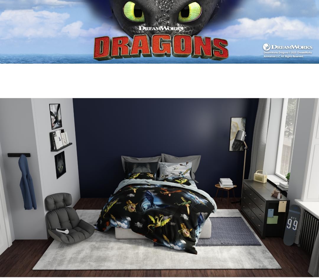 Thumbnail 6 de How to Train Your Dragon Kids Bedding 5-Piece Twin Reversible Microfiber Comforter Set by Franco