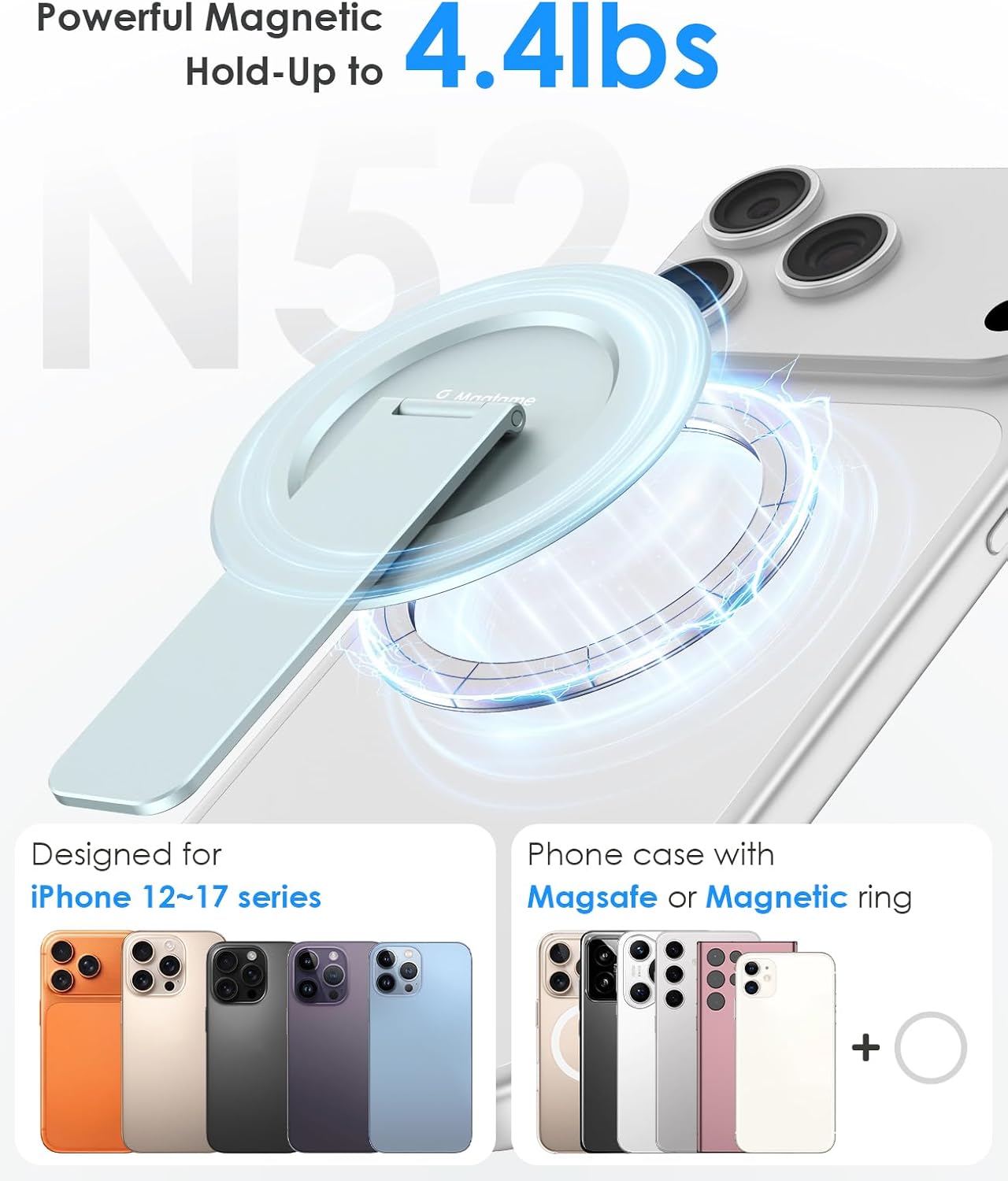 Thumbnail 4 de Magtame supporto magnetico per cellulare Mag-Safe ultra sottile blu, pieghevole a scatto fino a 180°