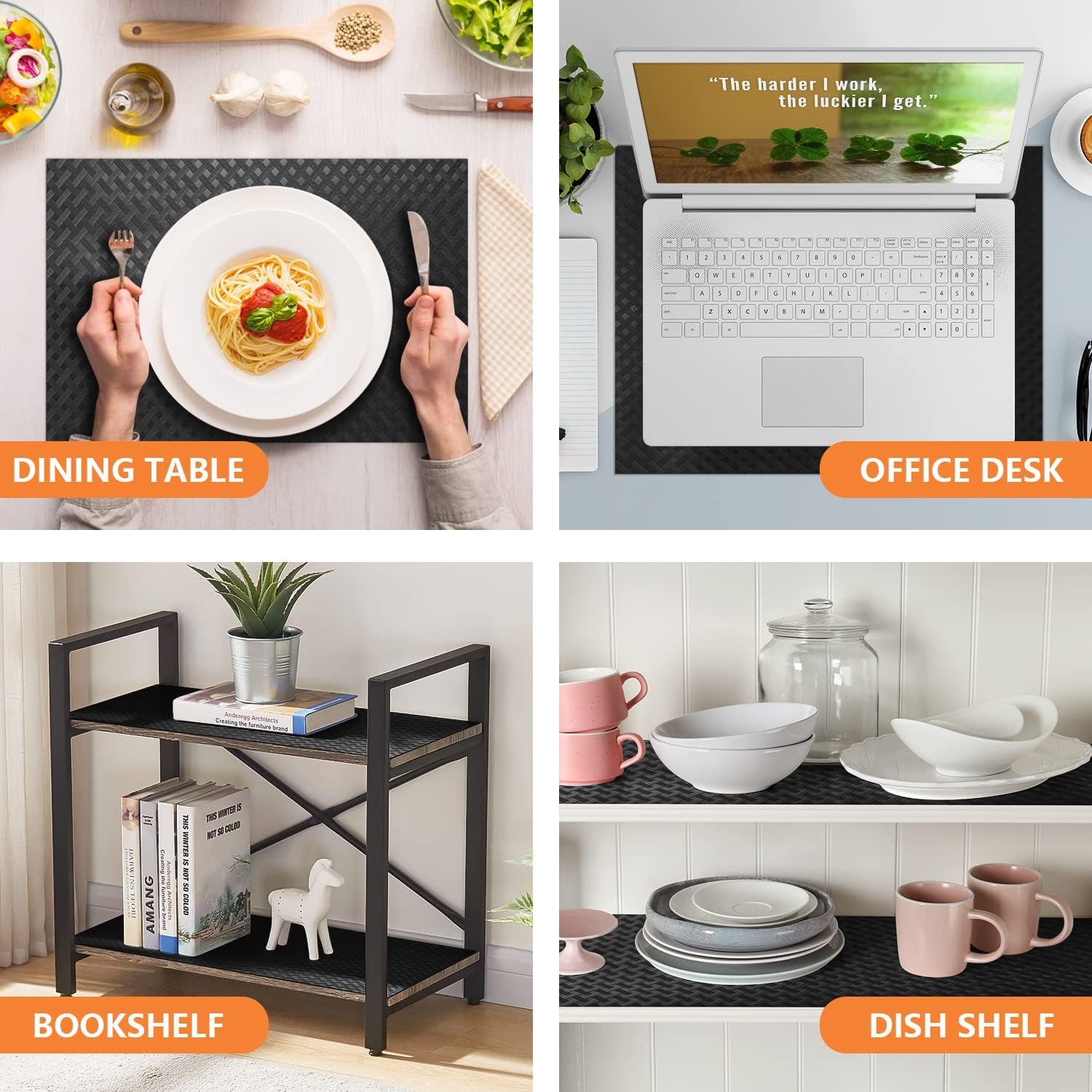 Thumbnail 5 de Shelf Liners for Kitchen Cabinets & Refrigerator EVA Mats (Black, Non-Adhesive) 23.6 x 236.2 Inches