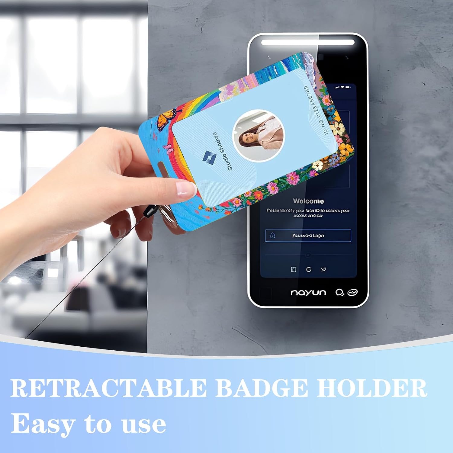 Thumbnail 4 de ID Badge Holder with Breakaway Lanyard, Sky Butterfly