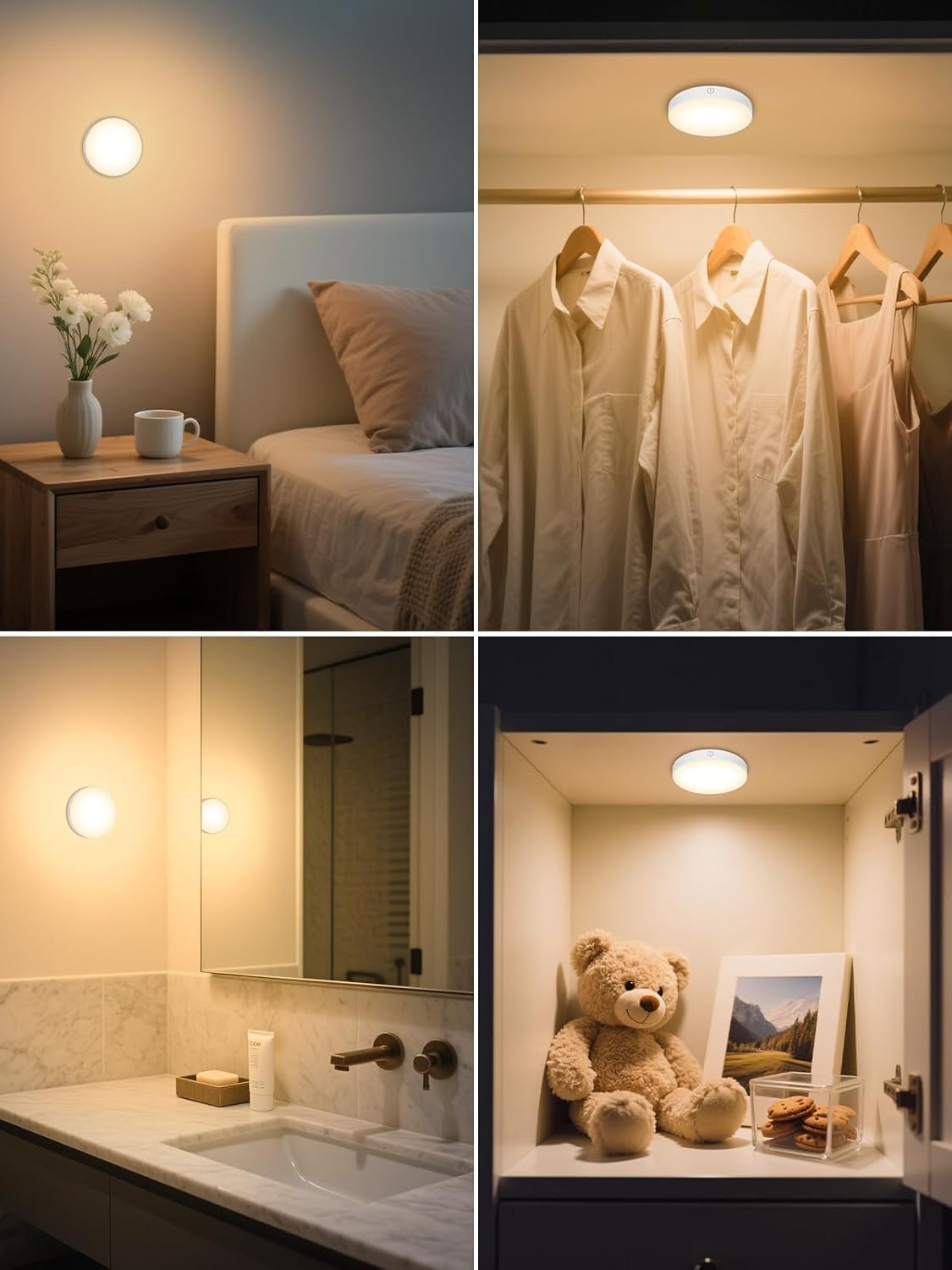 Detalle de WILLED 3000K Dimmable Touch LED Puck Lights 2-pack