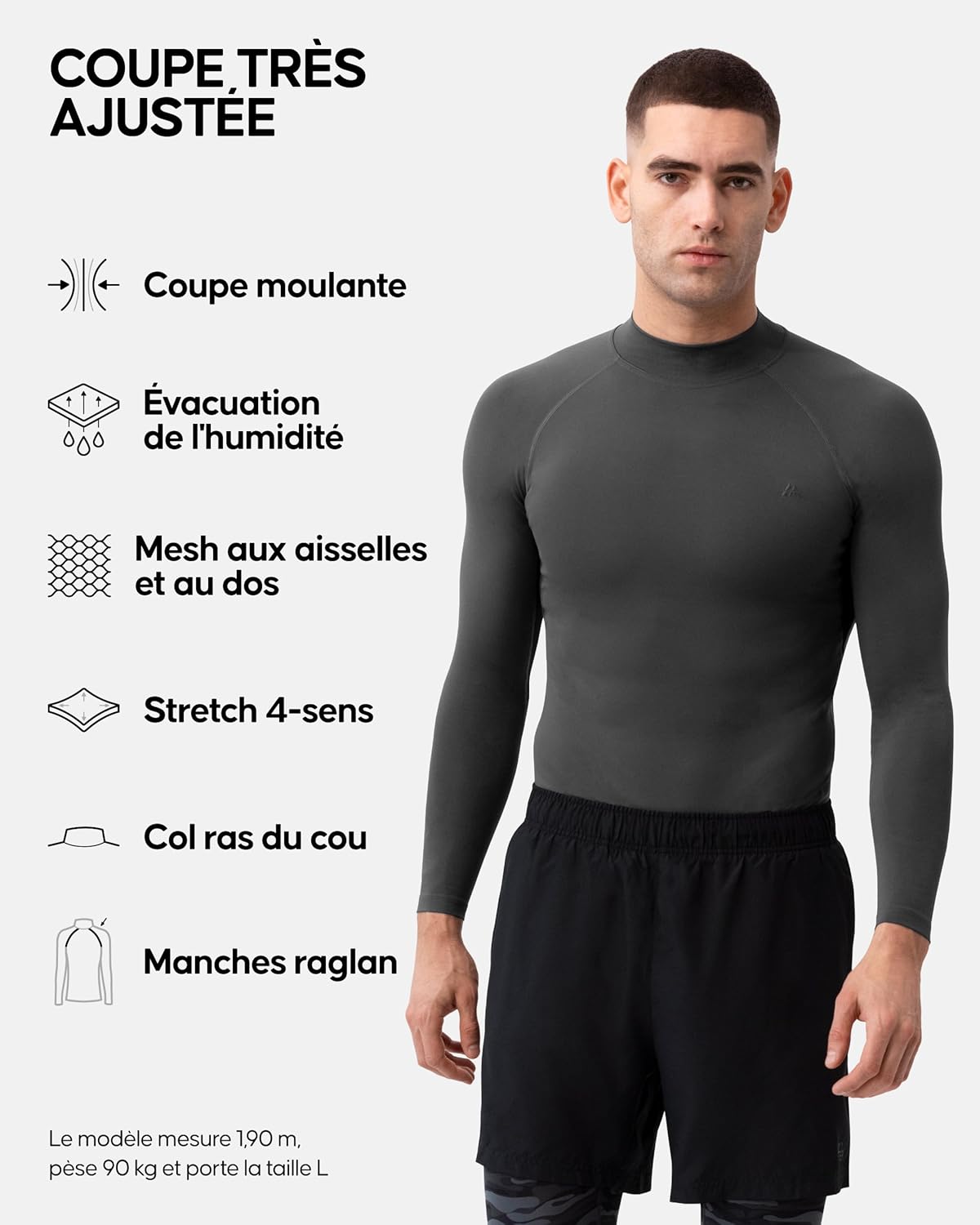 Thumbnail 1 de DANISH ENDURANCE T-Shirt de compression à manches longues (lot de 2) pour la course et l’entraînement