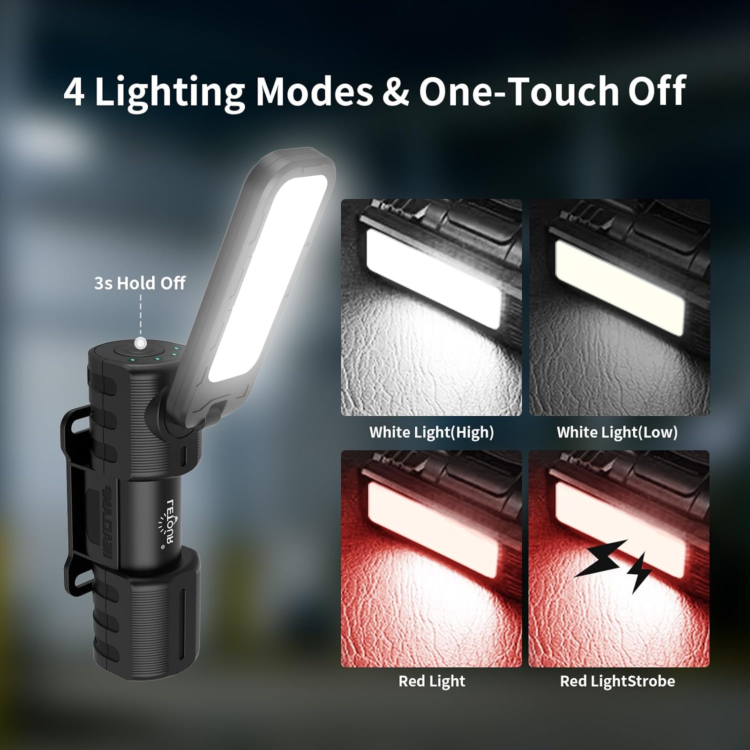 Thumbnail 5 de Inspection Lamp 2000 Lumen 2 Pack: Rechargeable LED Work Light with Magnetic and Foldable 180° Rotating Stand