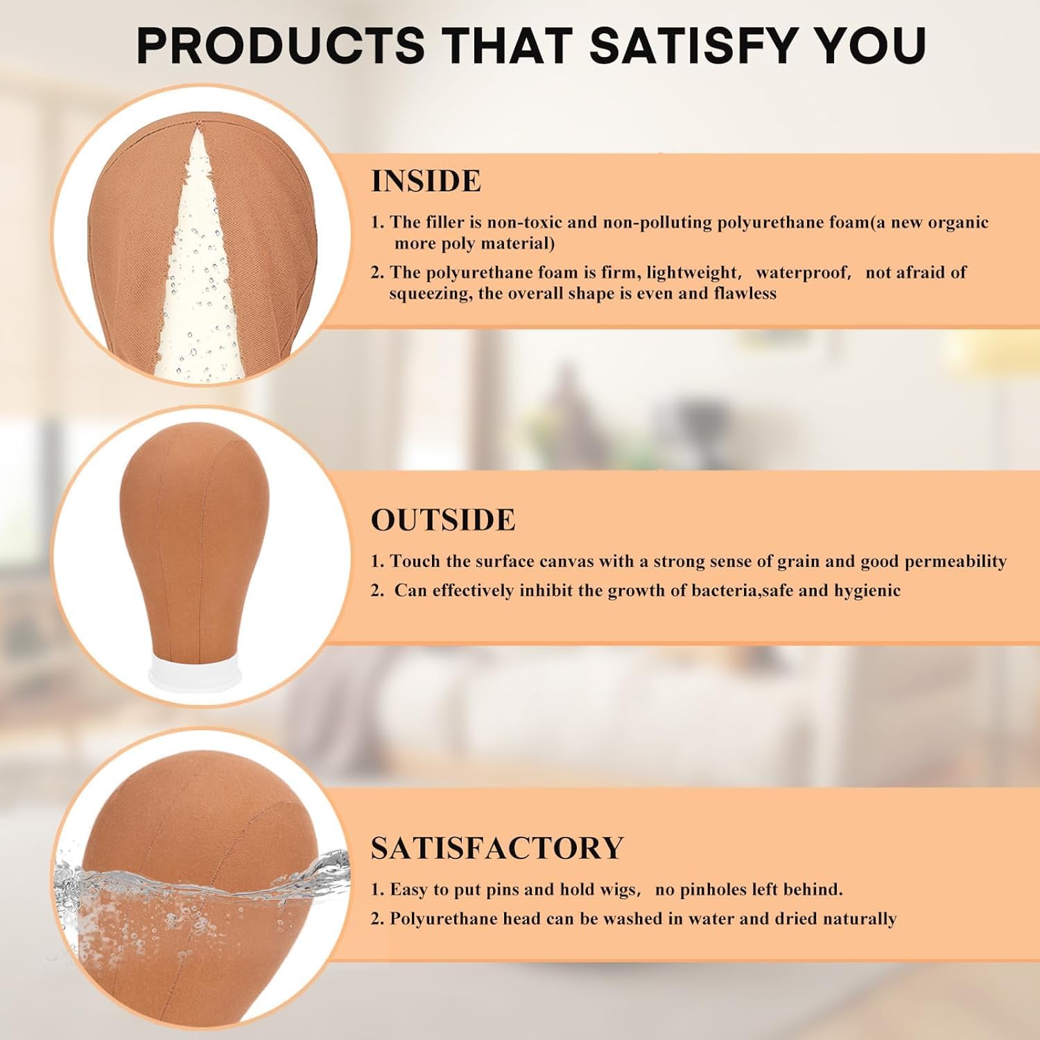 Detalle de 22-inch Canvas Head with Tripod Wig Stand – Complete Wig Making Kit