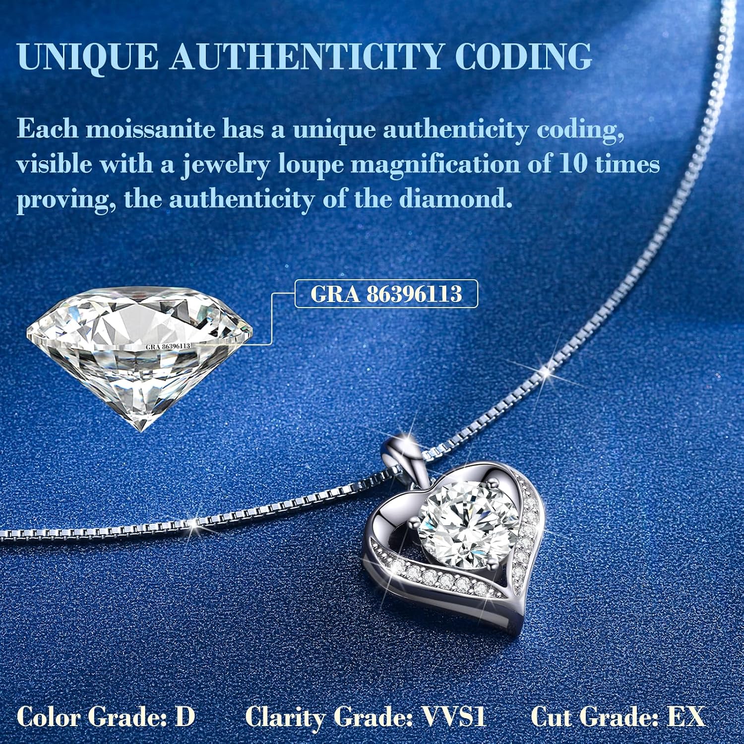 Detalle de DALOJOE 1 Carat Heart Moissanite Necklace đź’Ž
