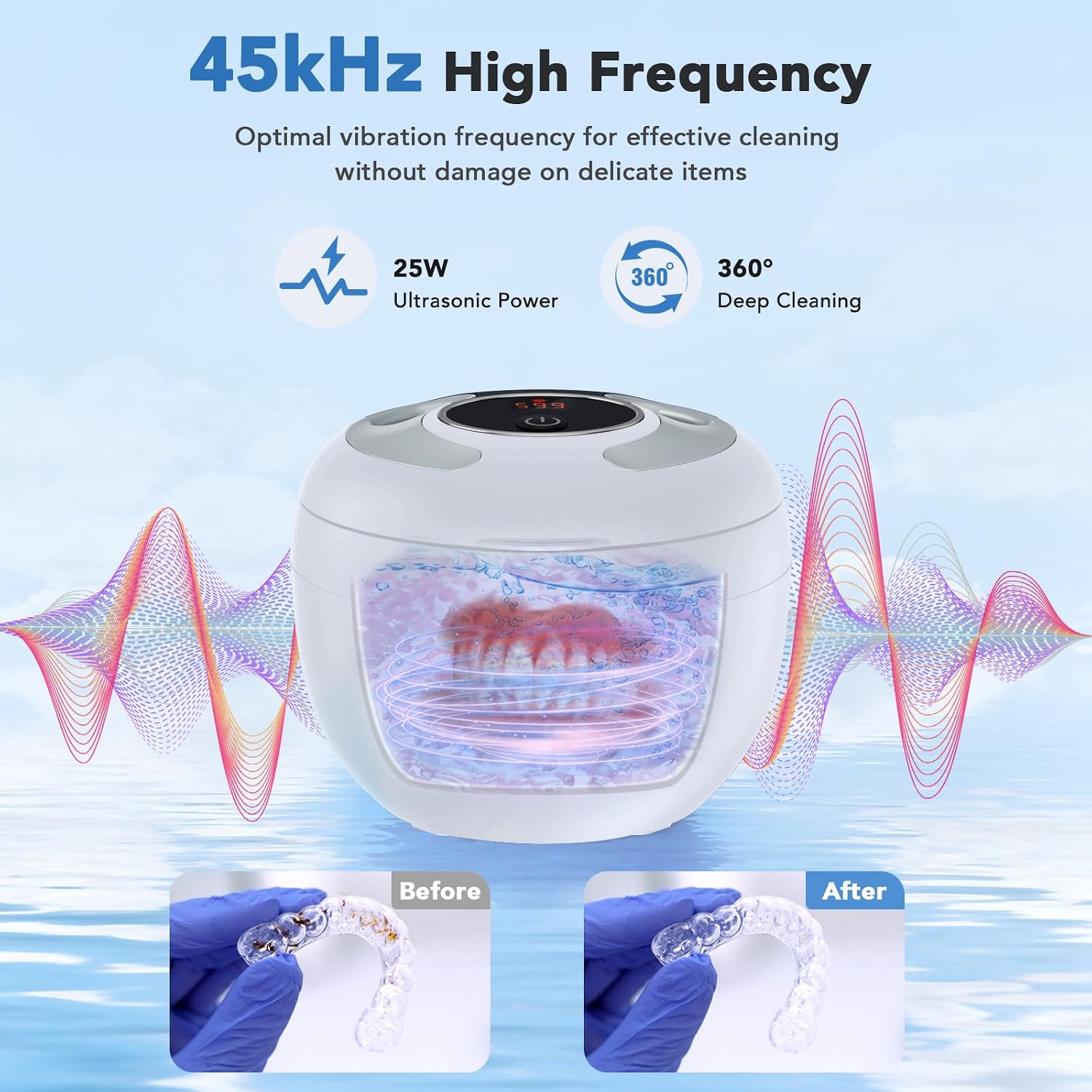 Detalle 2 de Accwork Ultrasonic Retainer Cleaner Machine (45kHz, 200ml)
