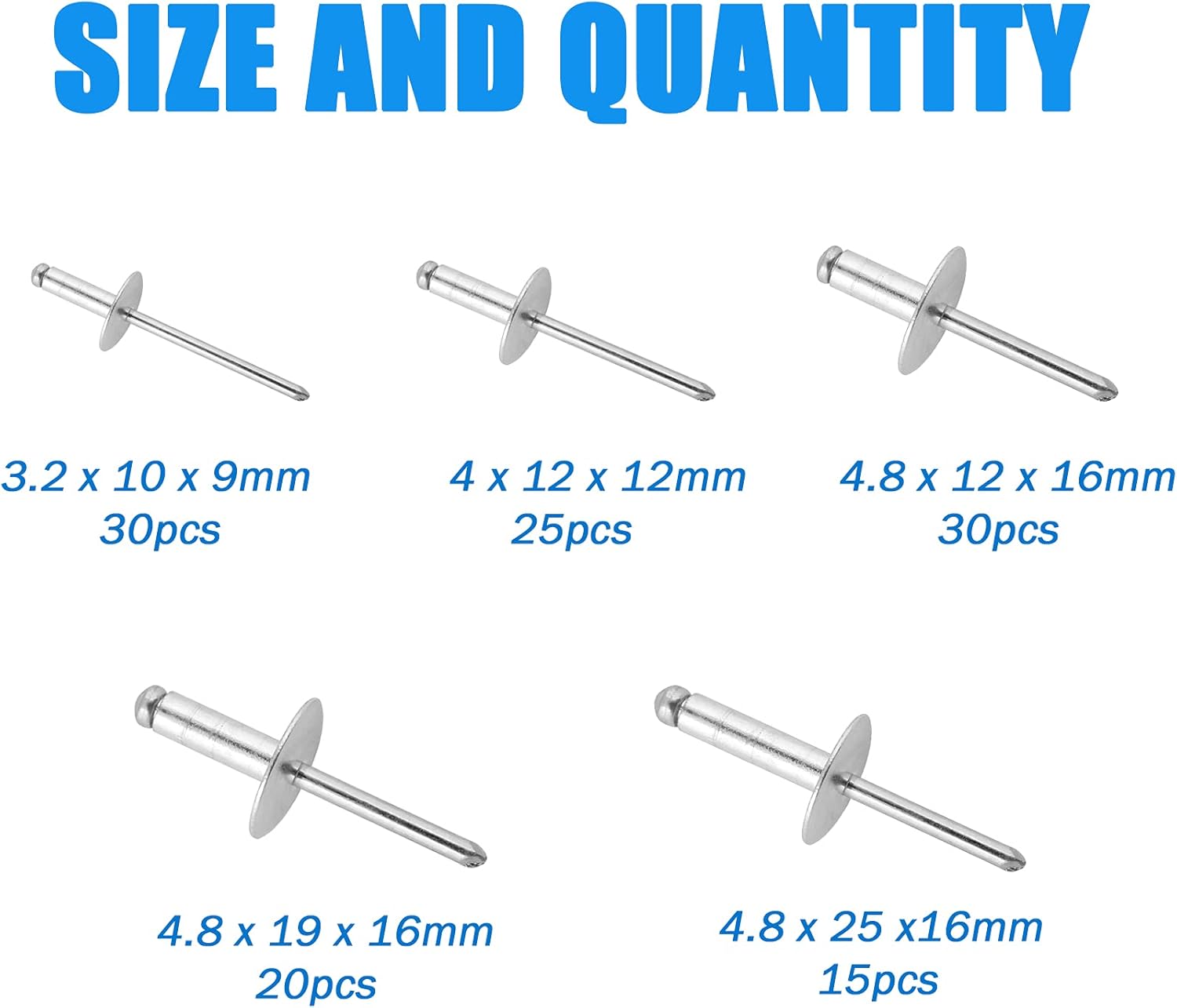 Detalle 2 de BESTYCHAO Aluminium Blindnieten Set 120 Stück