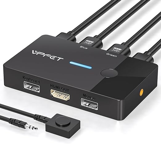 Detalle de CMSTEDCD GMXUS-SW219S-Grayish Black HDMI KVM Switch, 4K@60Hz