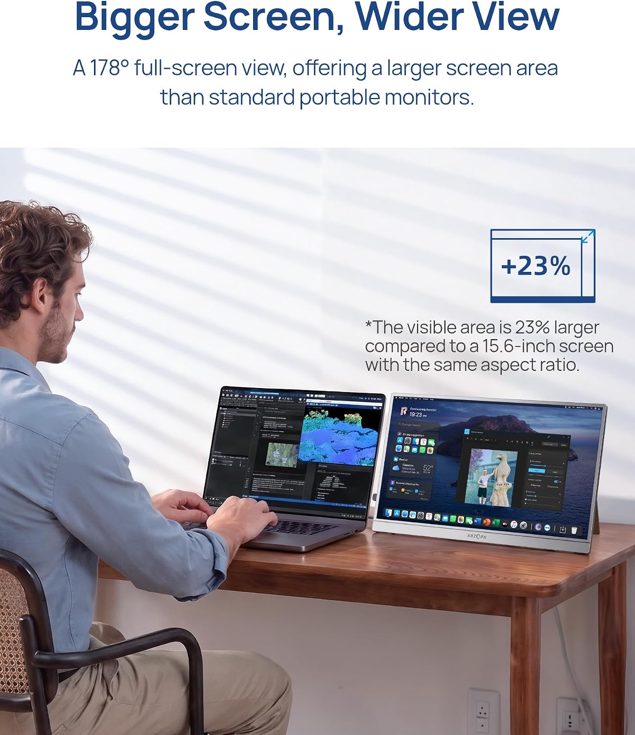 Detalle de ARZOPA Z1C PLUS 17.3-inch Portable IPS Monitor, FHD, HDR10, 103% sRGB