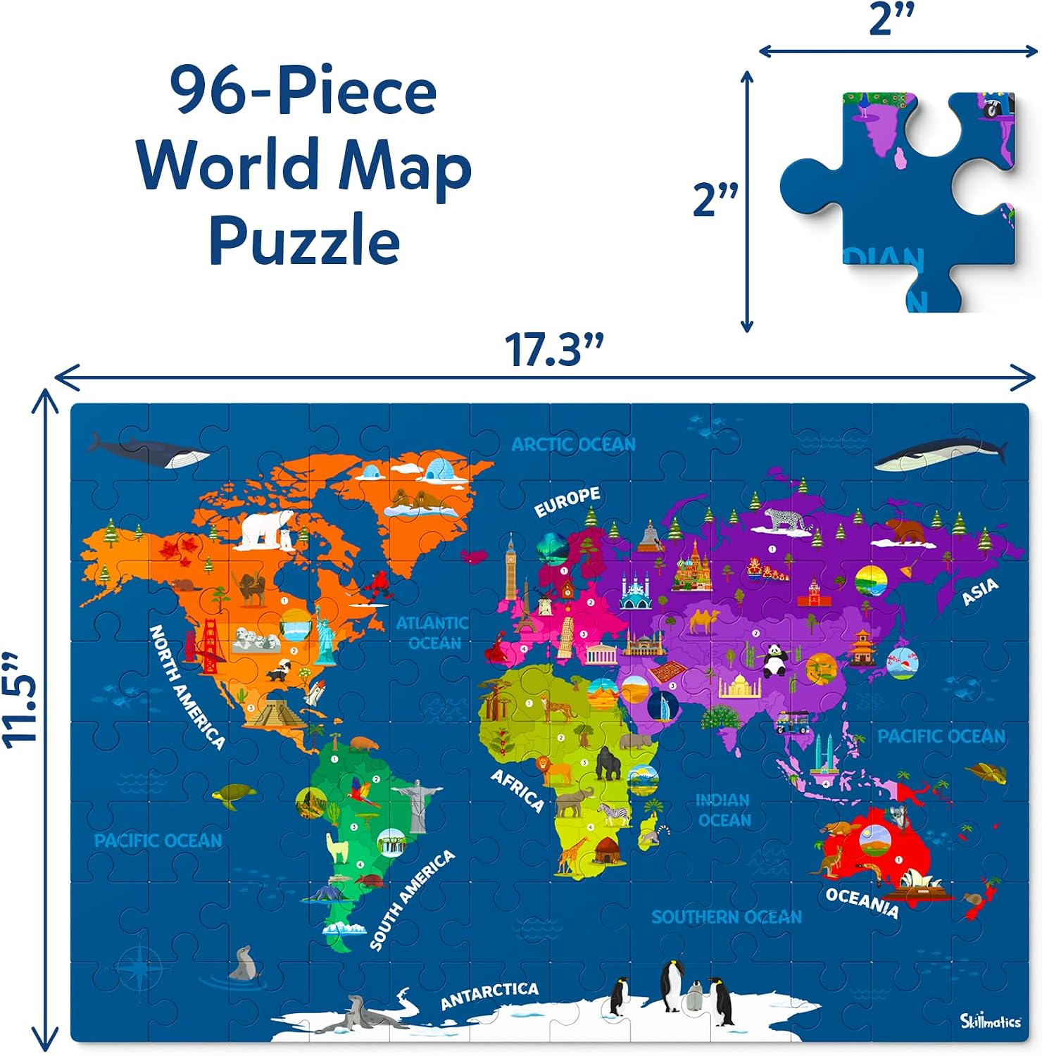 Detalle de Skillmatics World Map Puzzle 96 Piece
