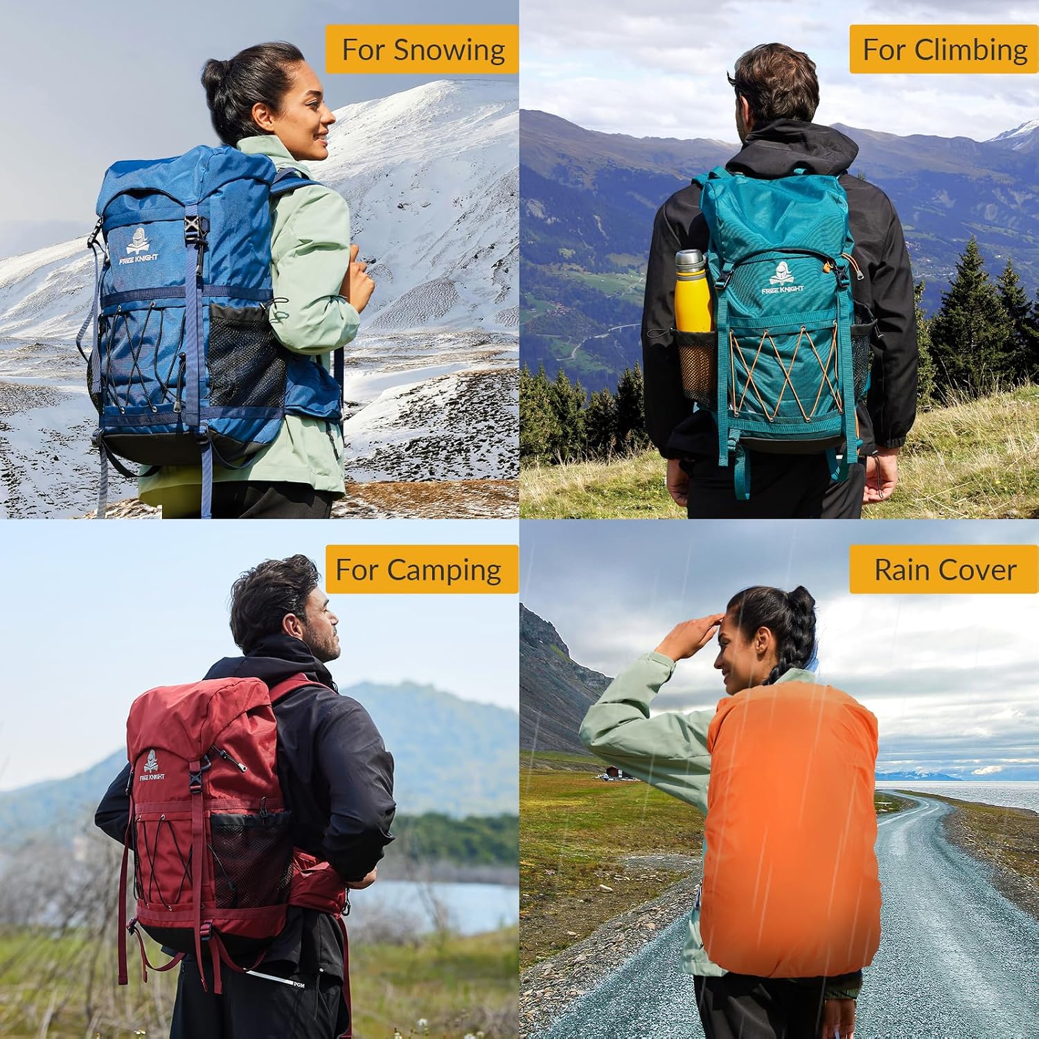 Thumbnail 6 de Bseash 40L Waterproof Hiking Backpack with Rain Cover – Light Blue