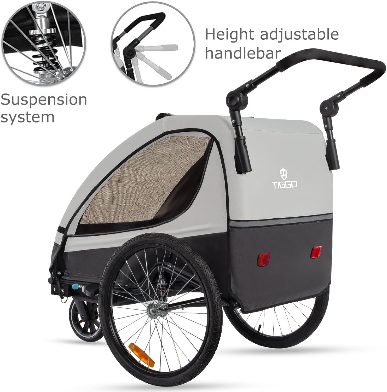 Thumbnail 2 de Tiggo VS 2-in-1 Fahrradanhänger & Buggy-Set (360° drehbar, Federung) für 1–2 Kinder bis max. 40 kg