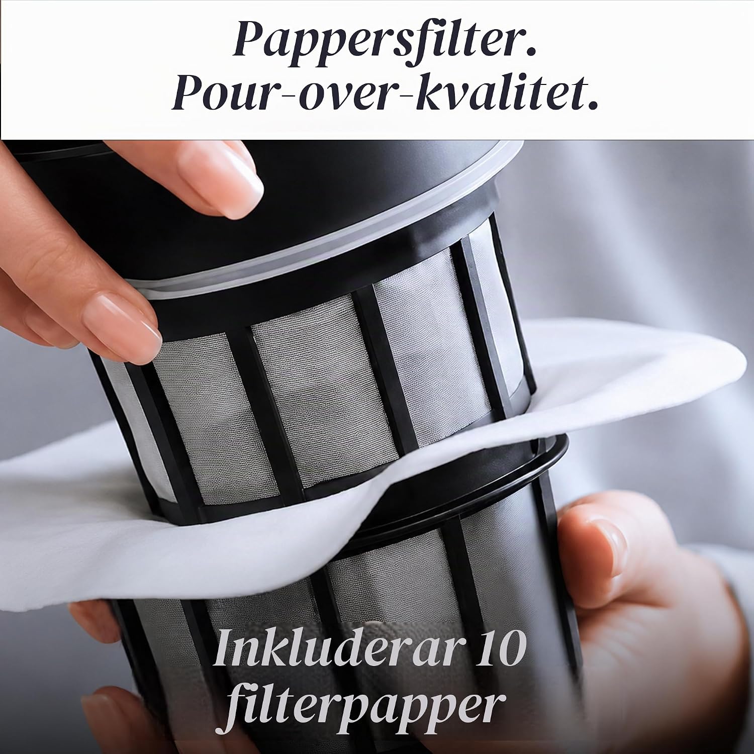 Detalle 2 de ESPRO P3 1418C-BK presskanna i glas, 530 ml, svart med dubbelfilter