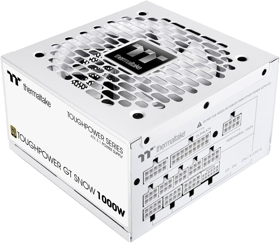 Detalle de Thermaltake Toughpower GT 850W: alimentazione ATX 3.1 PCIe 5.1, modulare e silenziosa (Snow)