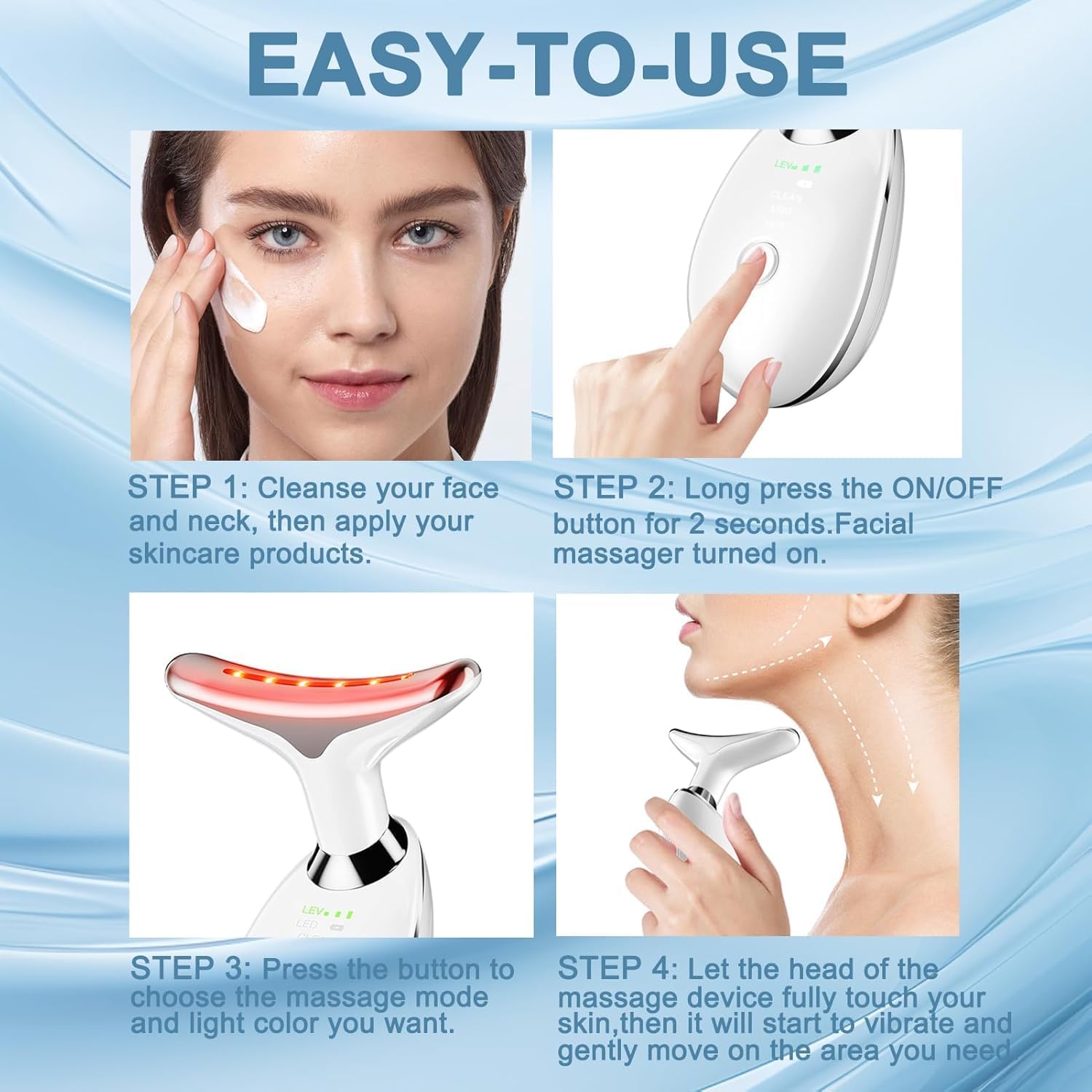 Detalle de Massaggiatore Viso Lifting elettrico antirughe con EMS, impacco caldo a 45°C e LED
