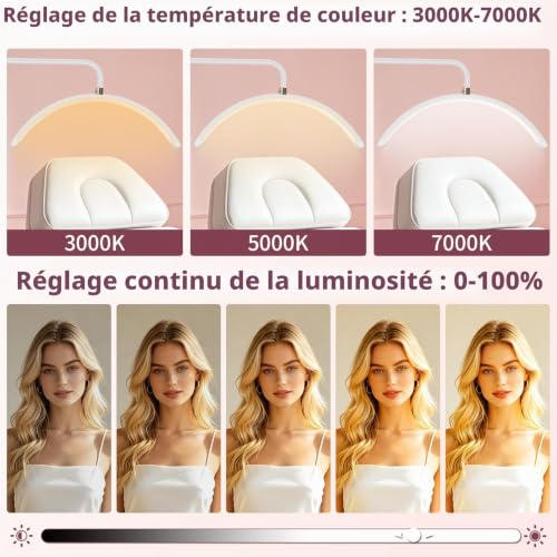 Detalle de Diesisa Lampe Demi-Lune pour Extensions de Cils – Lumière réglable, rotation à 360° et support smartphone