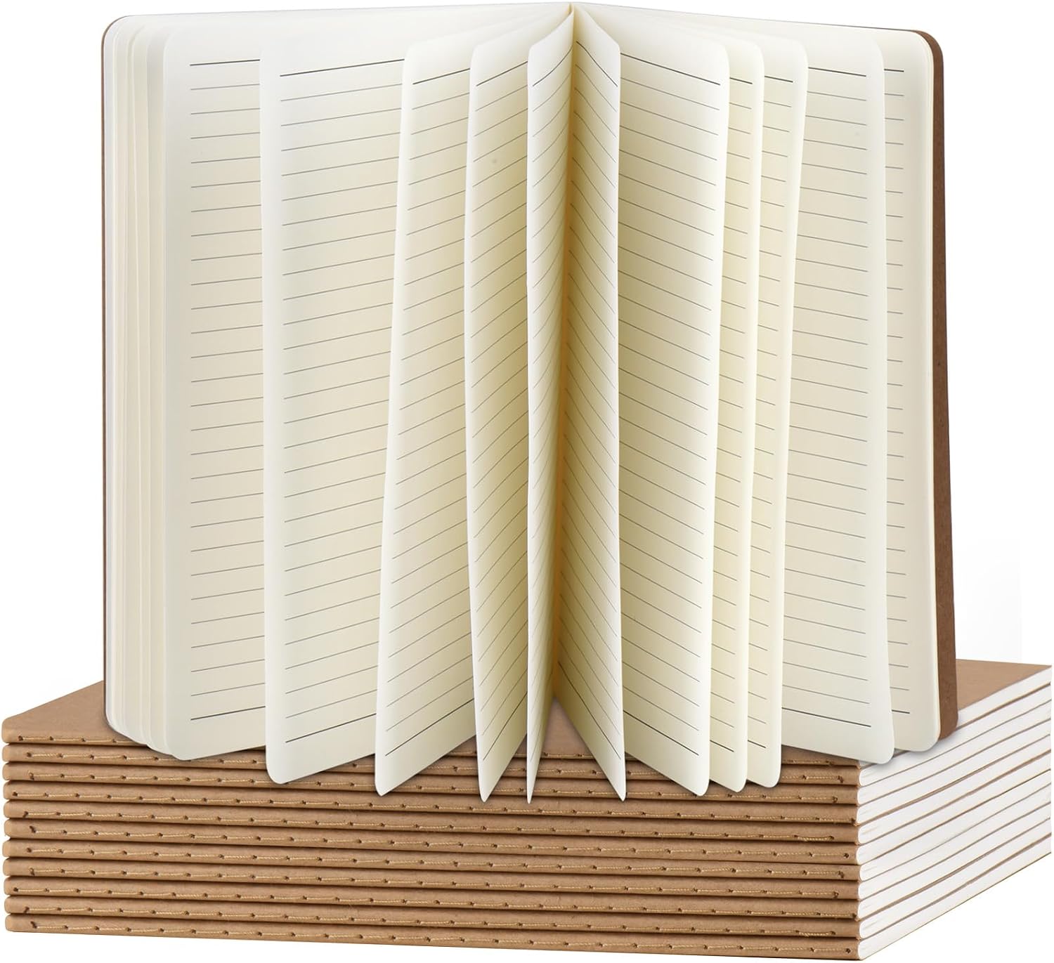 ZCZN Quaderno A5 Rigo 12 Pezzi con Copertina Kraft, 30 Fogli/60 Pagine – Marrone
