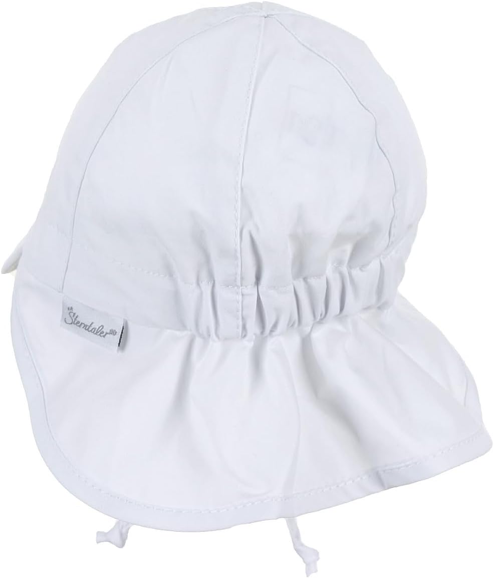 Detalle de Sterntaler Schirmmütze mit Nackenschutz – Unisex, 9–12 Monate, Größe 47, Weiß