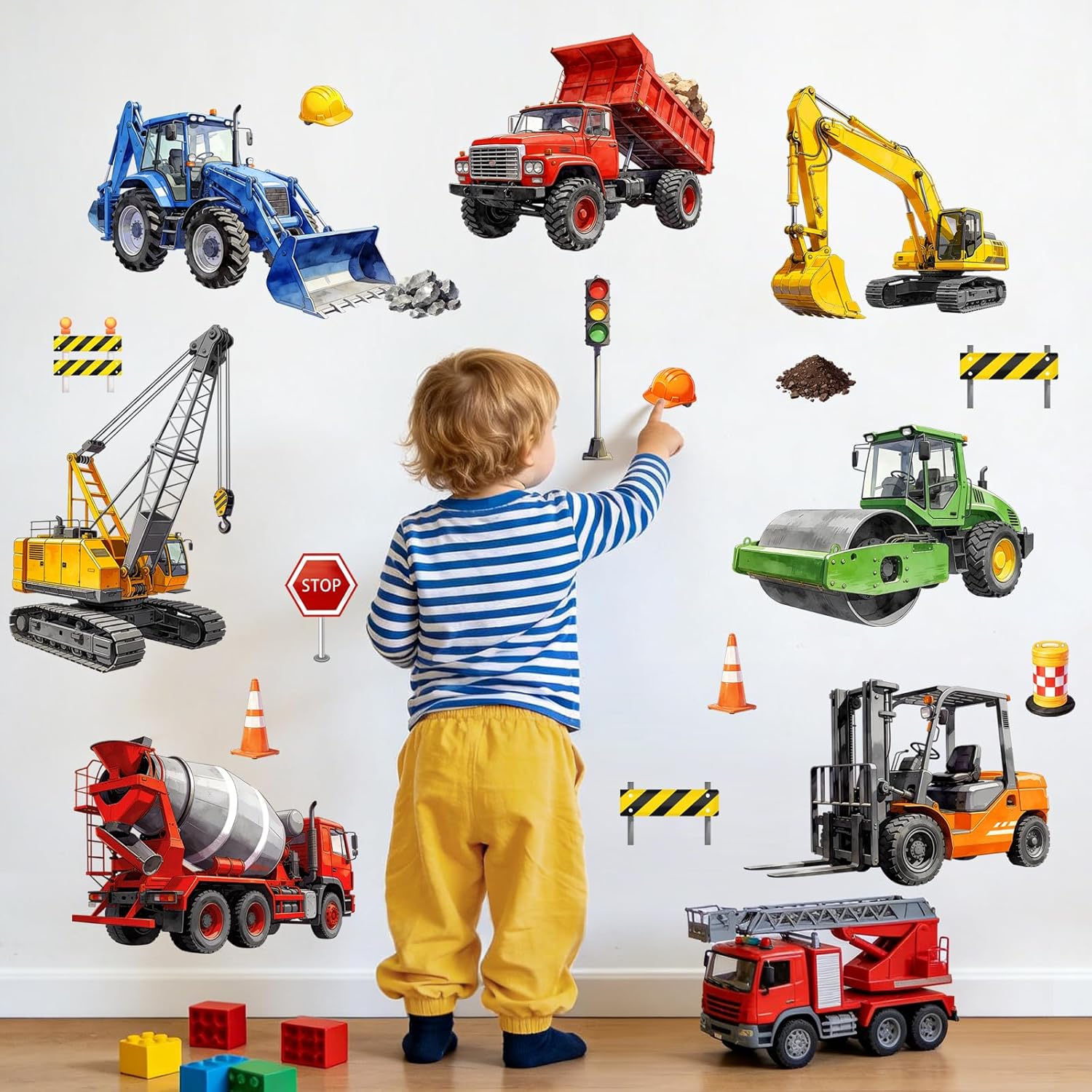 Supzone Trucks & Digger Car Wall Stickers – Construction Vehicle Wall Art for Kids Rooms