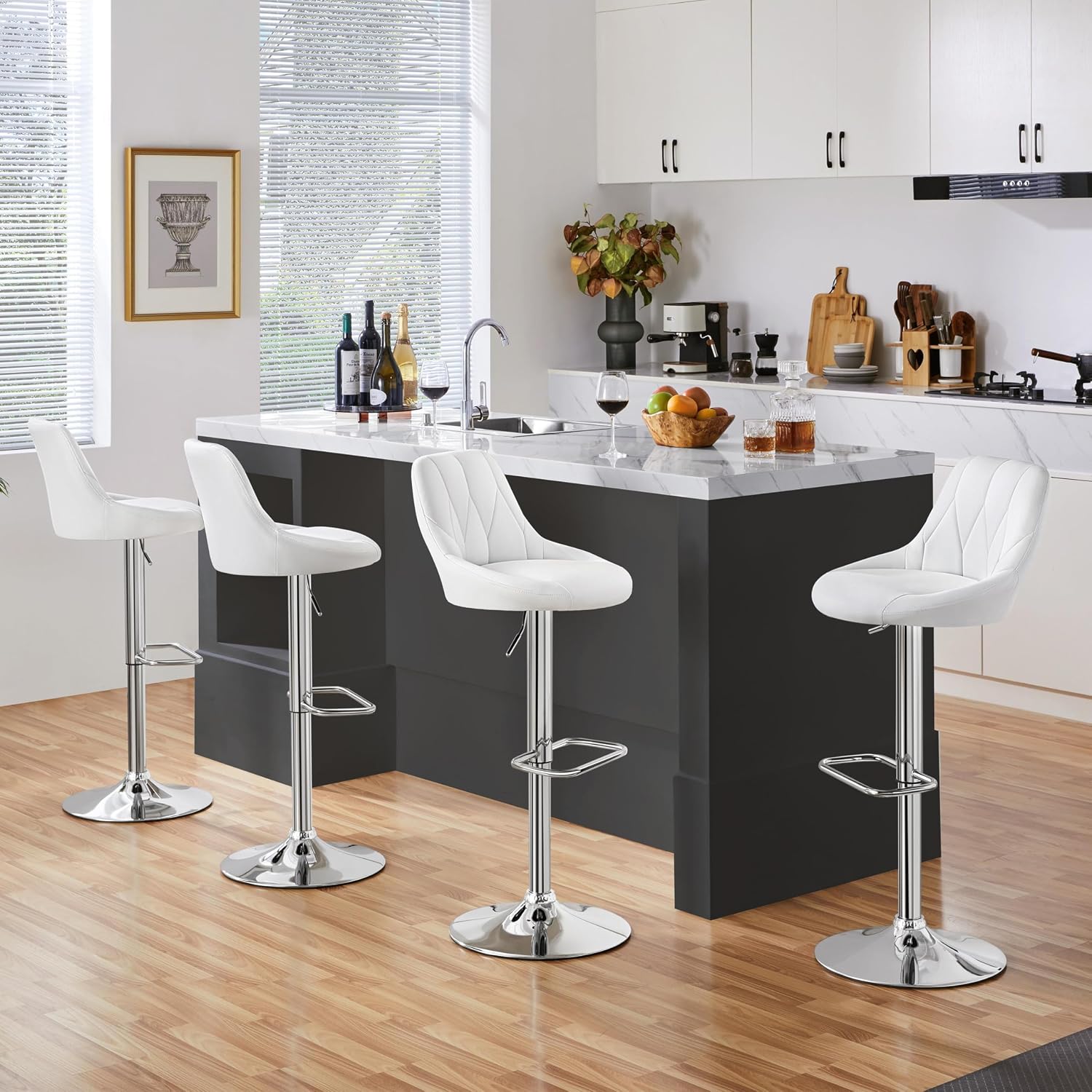 Detalle 2 de Yaheetech Taburetes de bar ajustables 86-107,5 cm