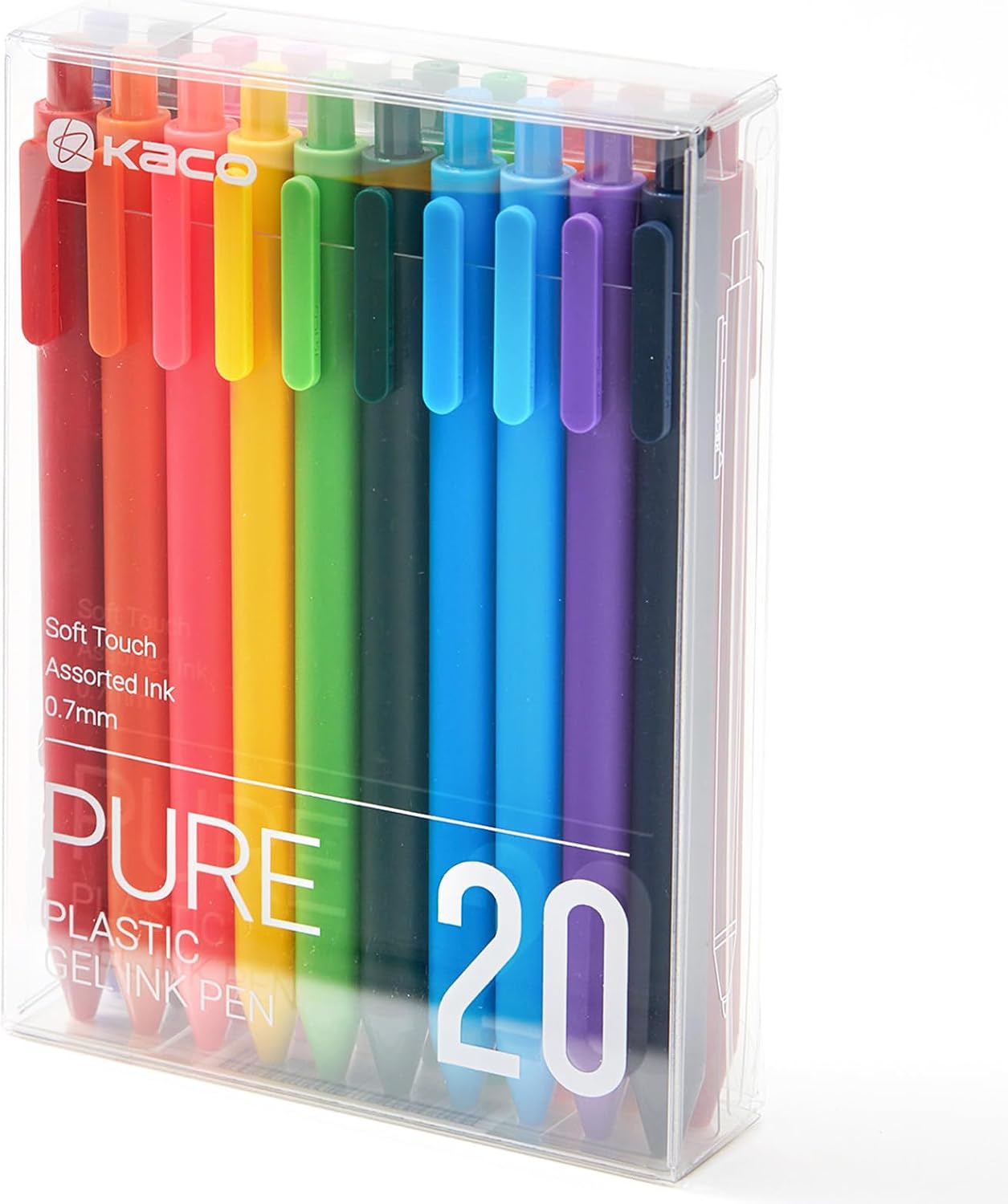 Detalle de Kaco PURE Gel Pens, 20 Assorted Colors, 0.7 mm Retractable Medium Point