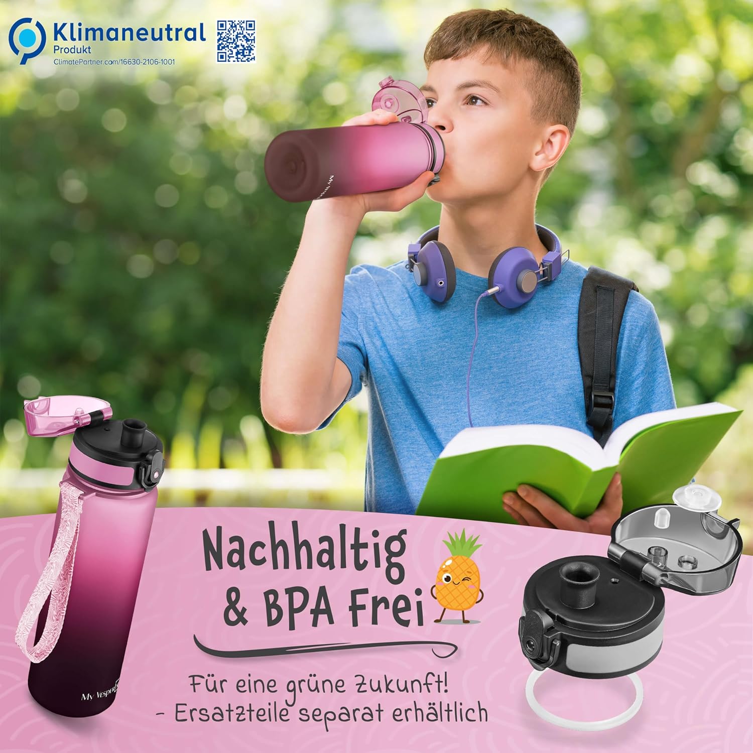 Thumbnail 6 de My Vesperbox Trinkflasche Kinder 500ML – auslaufsicher, spülmaschinenfest und mit Ersatzdichtung