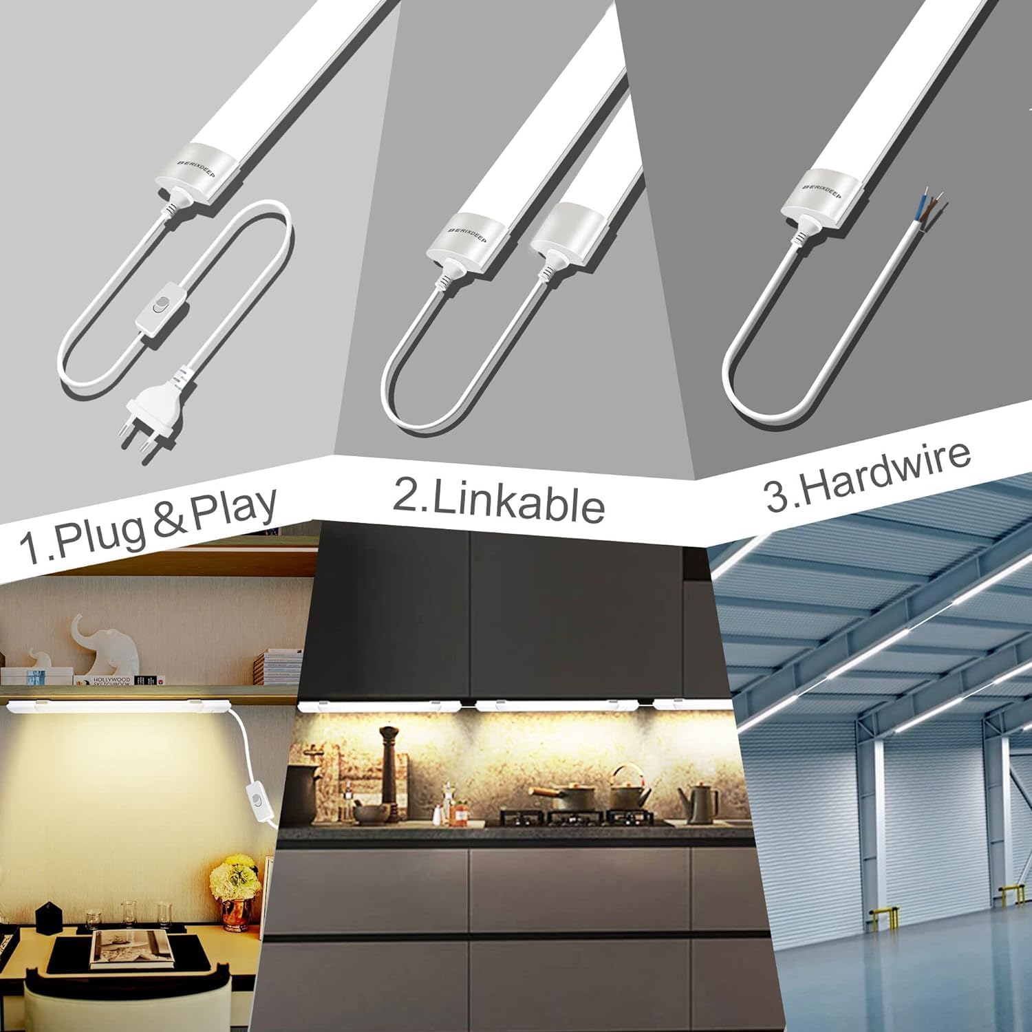 Thumbnail 1 de BERIXDEEP Feuchtraumleuchte LED 60 cm 18W