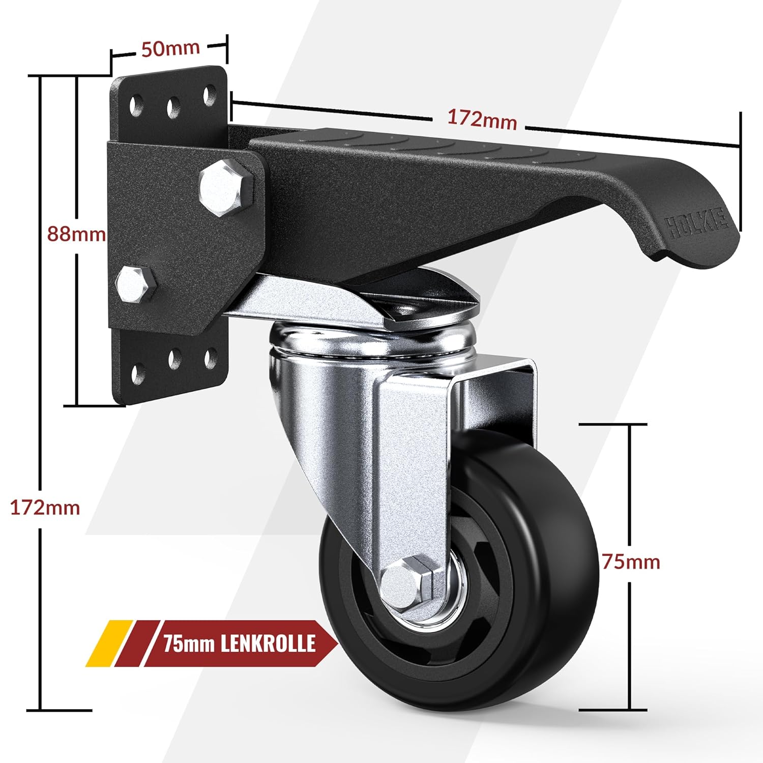 Thumbnail 1 de HOLKIE Schwerlastrollen für Werkbänke (75 mm) mit Hebe-/Senkfunktion, 360° drehbar – bis 500 kg