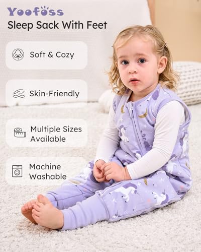 Detalle 2 de Yoofoss Schlafsack Baby mit Füßen 1.5 Tog Lila 80 cm
