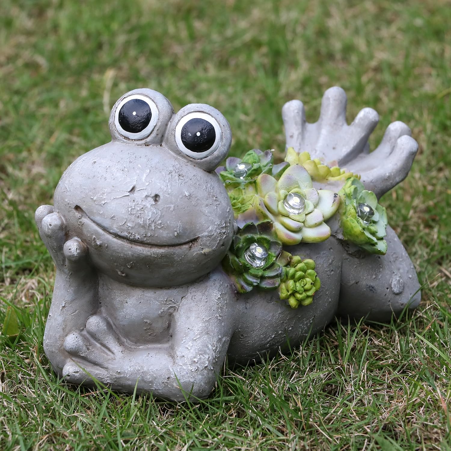 Thumbnail 2 de TERESA'S COLLECTIONS Solar Frosch Gartenfigur 8cm mit Solarlampe