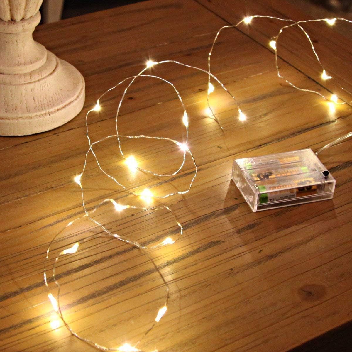 Detalle de ANJAYLIA 2-Pack 10 ft Warm White LED String Lights, 30 LEDs Each